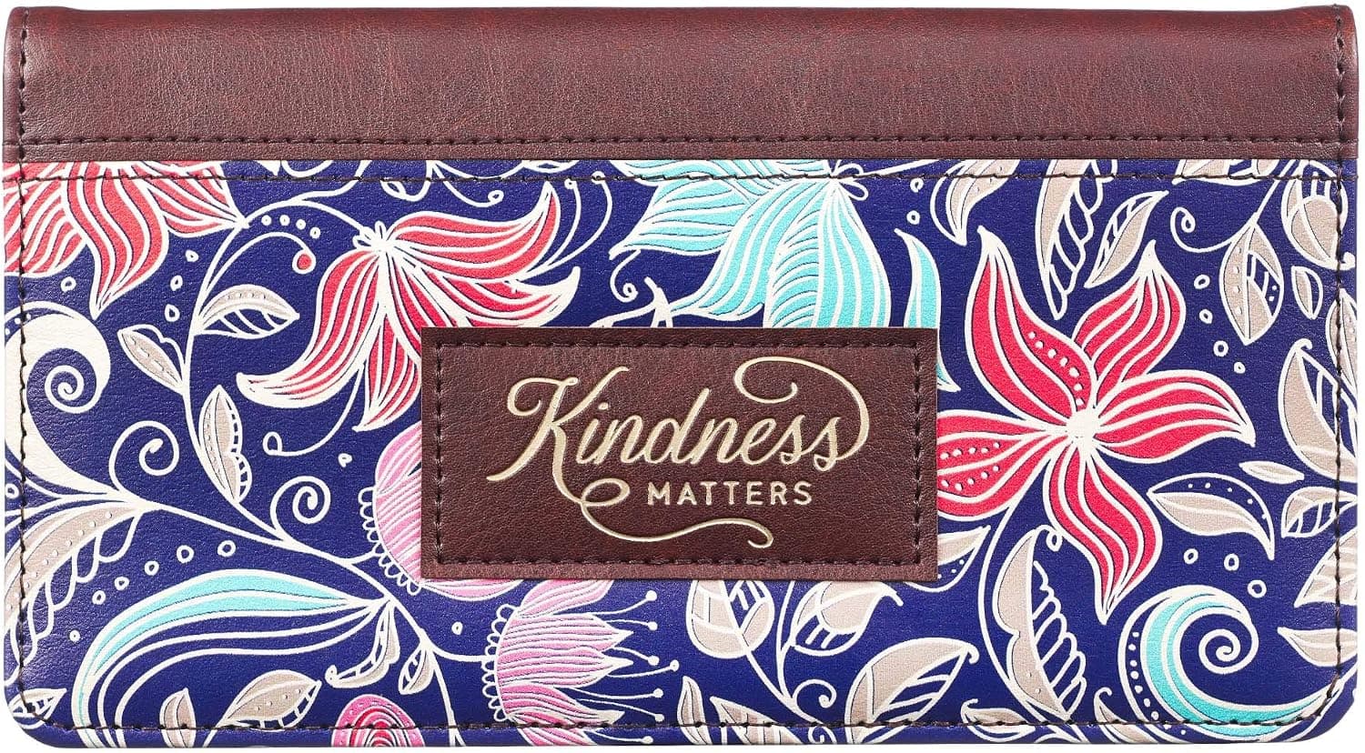 Checkbook Cover for Women Kindness Matters Floral Wallet, Faux Leather Inspirational Checkbook Cover for Duplicate Checks & Credit Cards