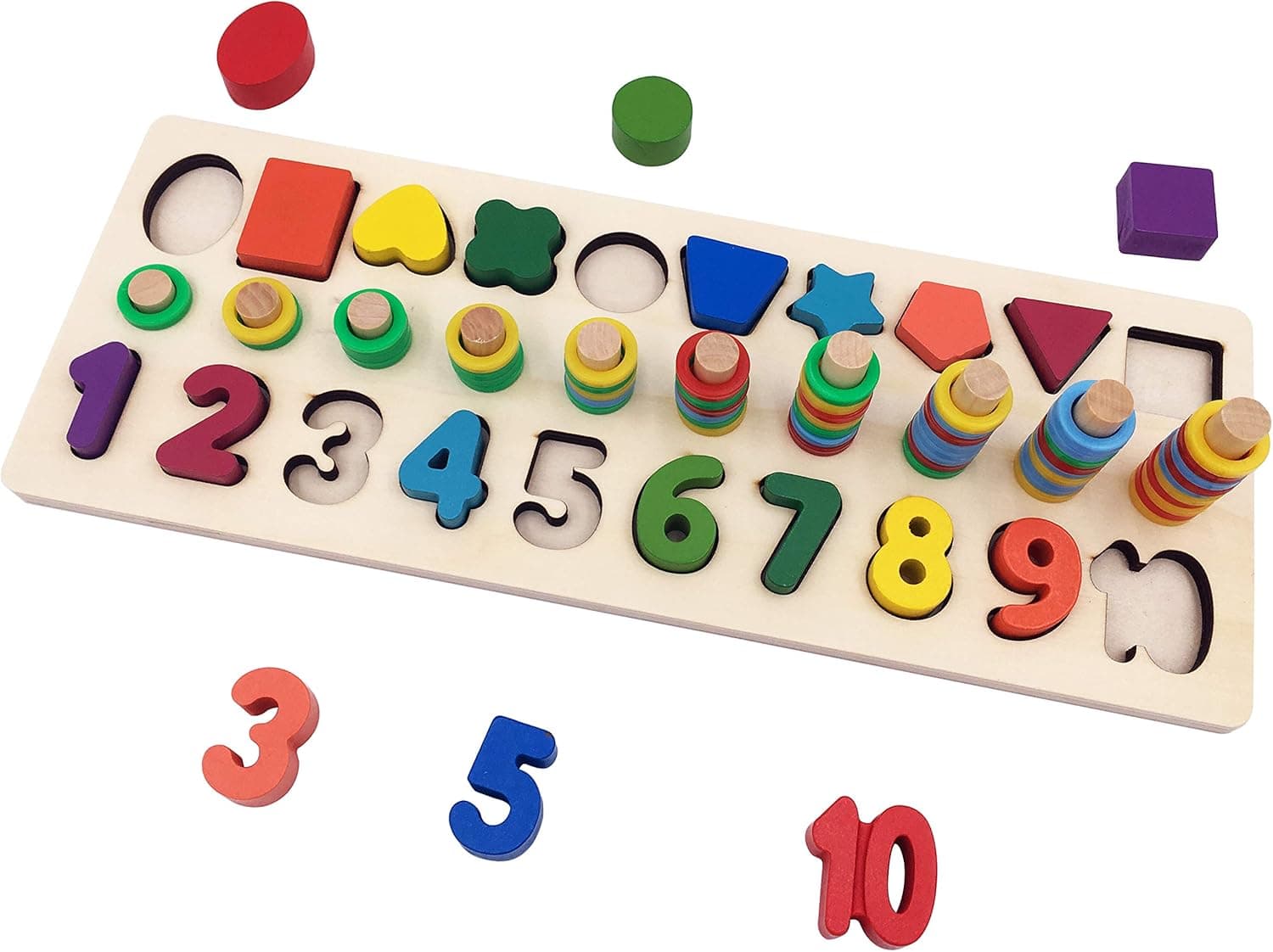Moruska Wooden Math Games Toddler Number Puzzle Counting Toys Math Learning Board Shape Sorter Counting Game for Kids Preschool Education