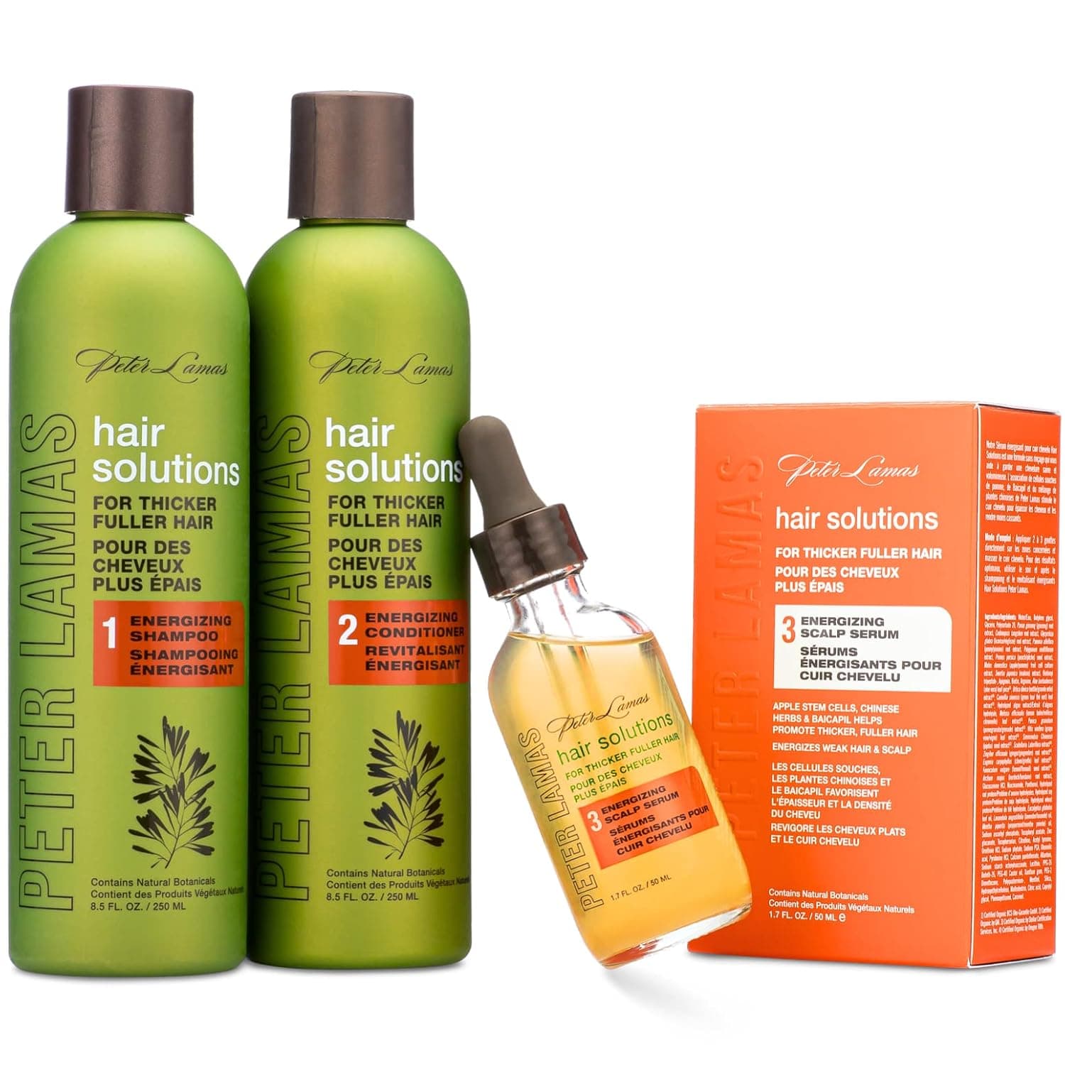 Peter Lamas Energizing Hair Solutions Set | Hair Regrowth for Men and Women | Vegan Paraben Sulfate Free | Grow Thicker Fuller Healthier Hair by Addressing the Root Cause of Hair Loss | Shampoo, Conditioner, and Scalp Serum