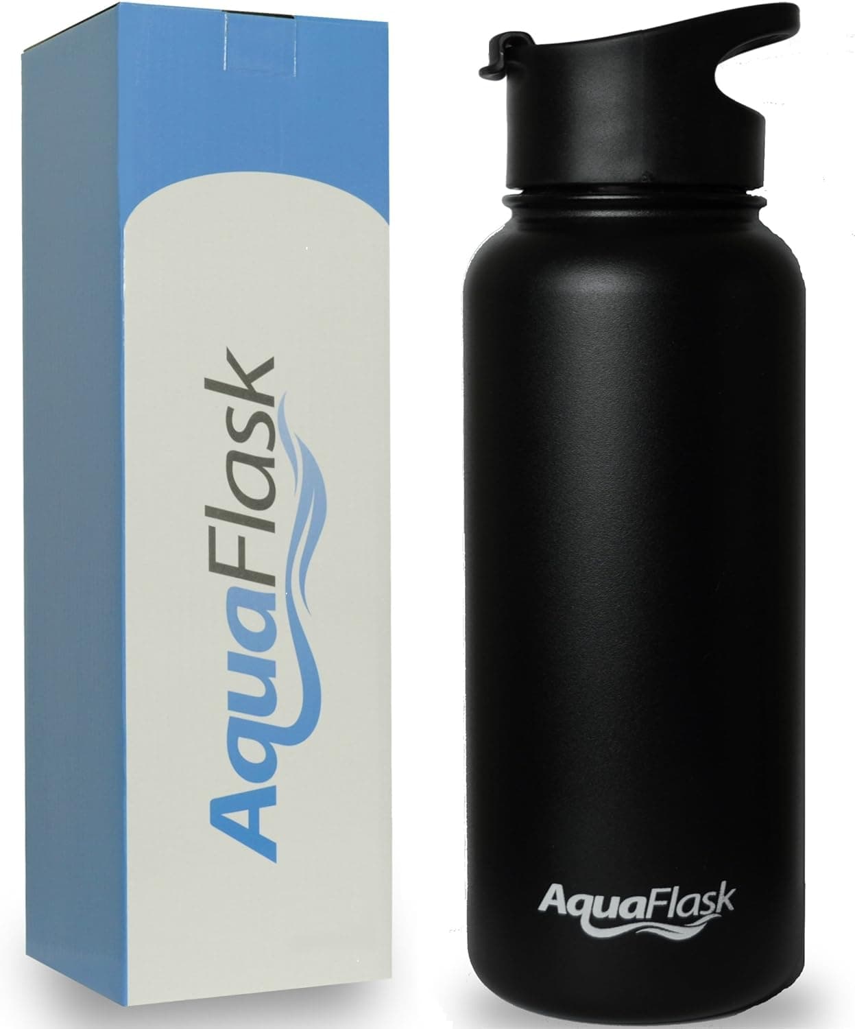 AquaFlask 32oz Vacuum Insulated Stainless Steel Water Bottle, Wide Mouth with Flip Top (32-Ounce)