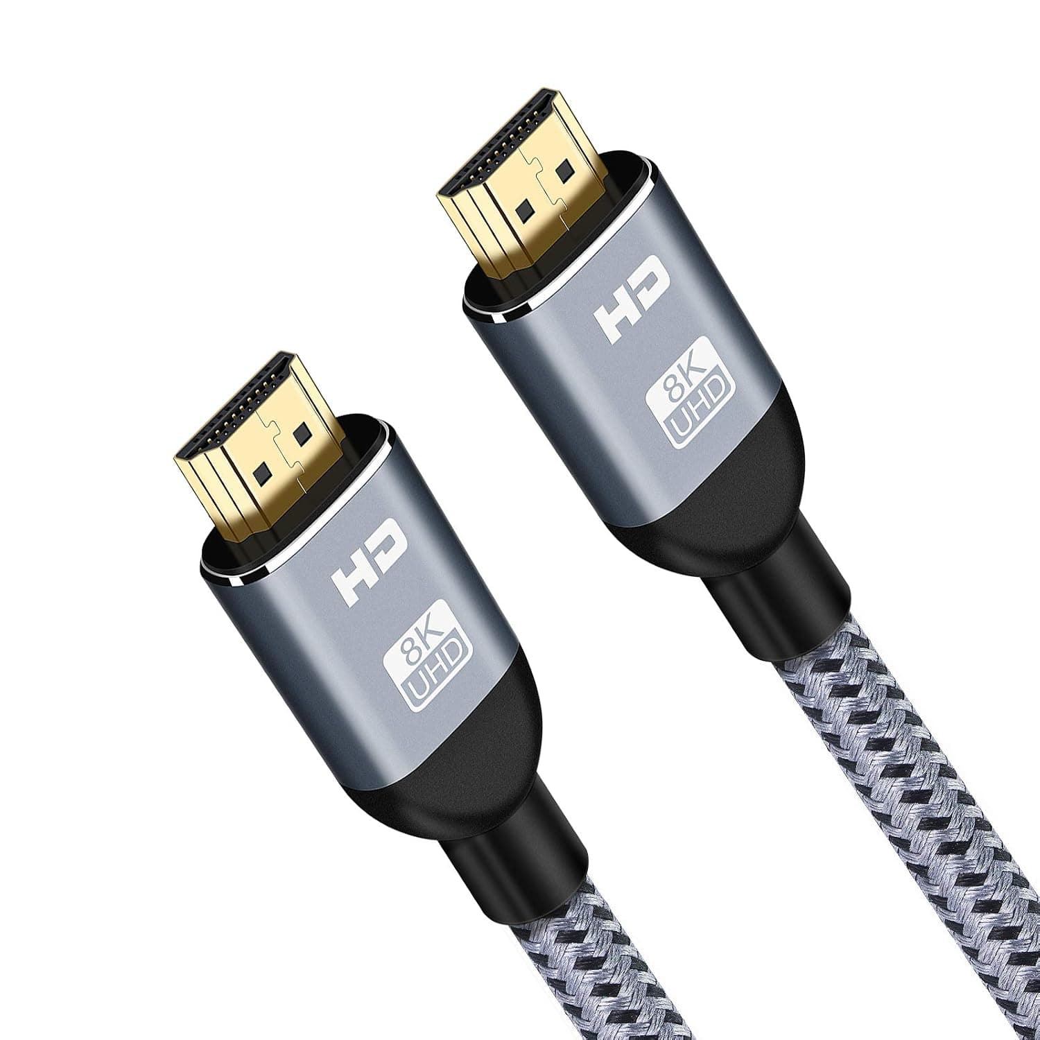 8K HDMI 2.1 Cable 15 feet, 48Gbps High Speed 4K@120Hz 8K@60Hz Braided HDMI Cord, Support eARC Dynamic HDR10 4:4:4 HDCP 2.2&2.3, Compatible with Dolby Atmos LG Samsung TV PS5 Switch Xbox Roku