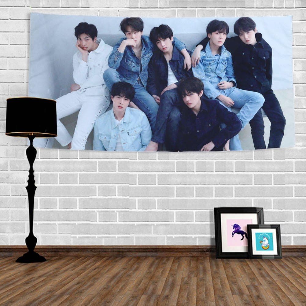 Bosunshine Tapestry Love Yourself Fake Love V Suga Jimin Jung Kook Wall Hanging Decor for Home -R Version¡­