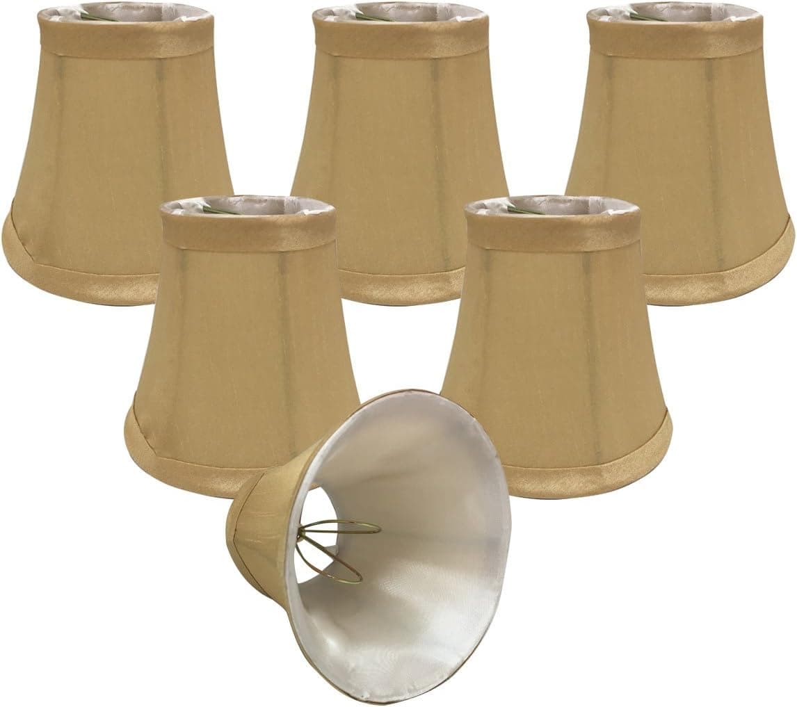 Royal Designs, Inc. Clip on Soft Bell Chandelier Lamp Shade Flame Clip Fitter, CSO-1025-5AGL-6, 3 x 5 x 4.5, Antique Gold, 6 Pack