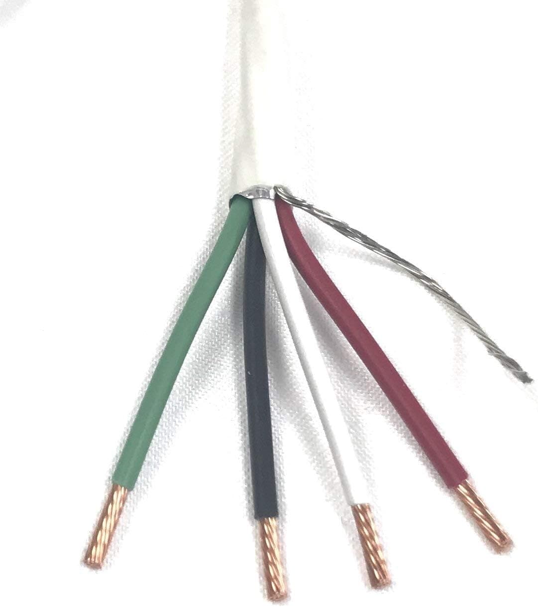 Custom Cable Connection 16 Guage AWG CL3 Rated 4 Conductor Shielded Plenum Speaker Wire Cable, 100 FT Fire Safety In Wall Rated, Jacketed in White Plenum PVC, 99.9% Oxygen-Free Pure Bare copper