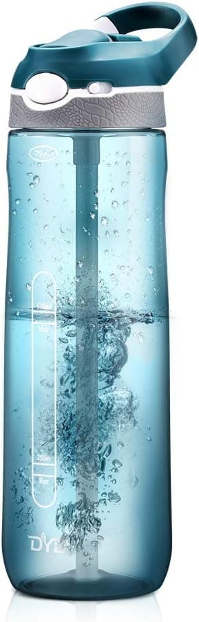 DYD Water Bottle with Straw, BPA Free Tritan Sports Water Bottle 25oz for Fitness and Outdoor Enthusiasts, Leakproof and Durable