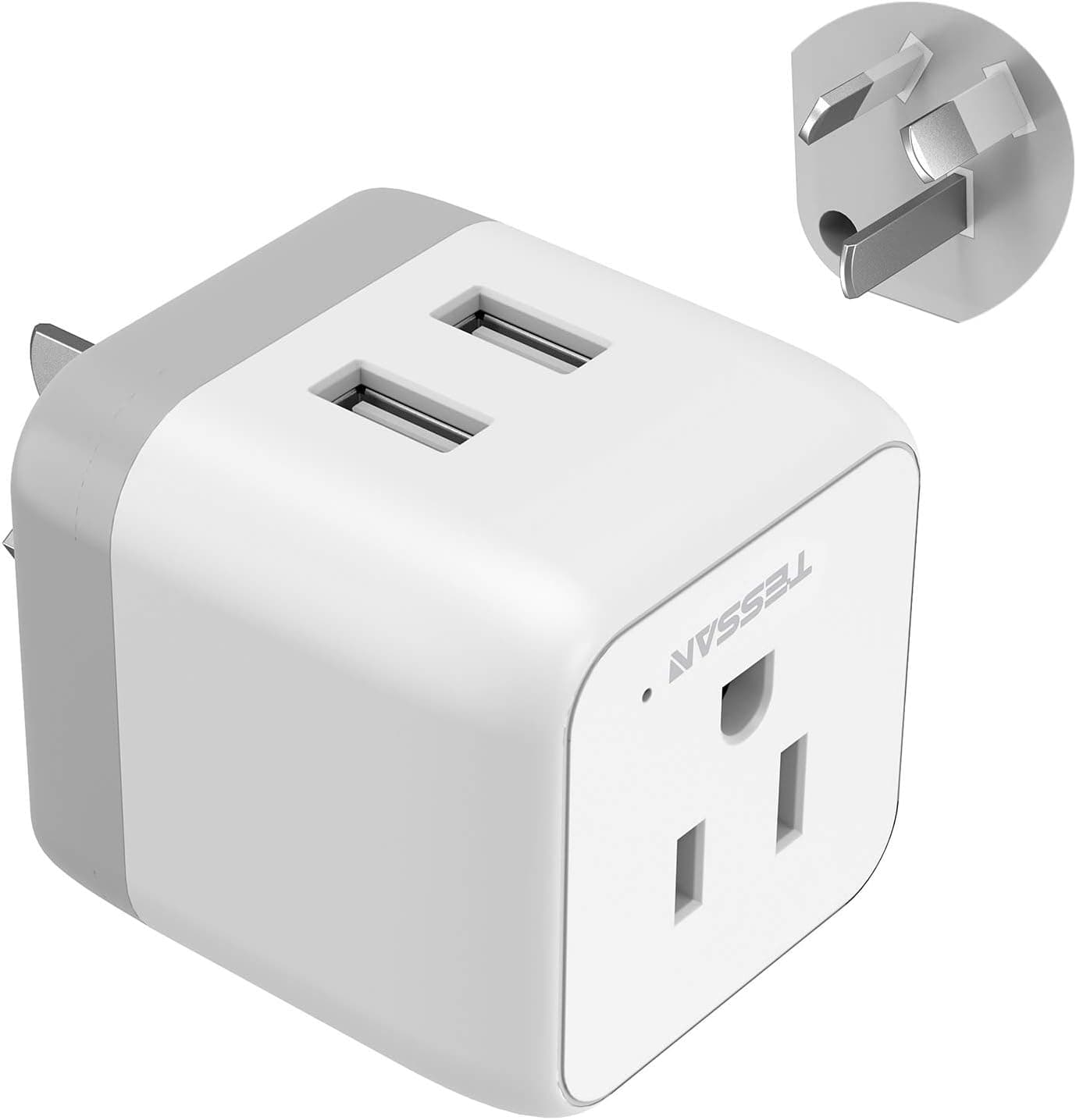 Australia Power Plug Adapter, TESSAN 3 in 1 China New Zealand Travel Plug Adapter with 2 USB Ports, Outlet Adapter for US to Fiji Argentina, Type I