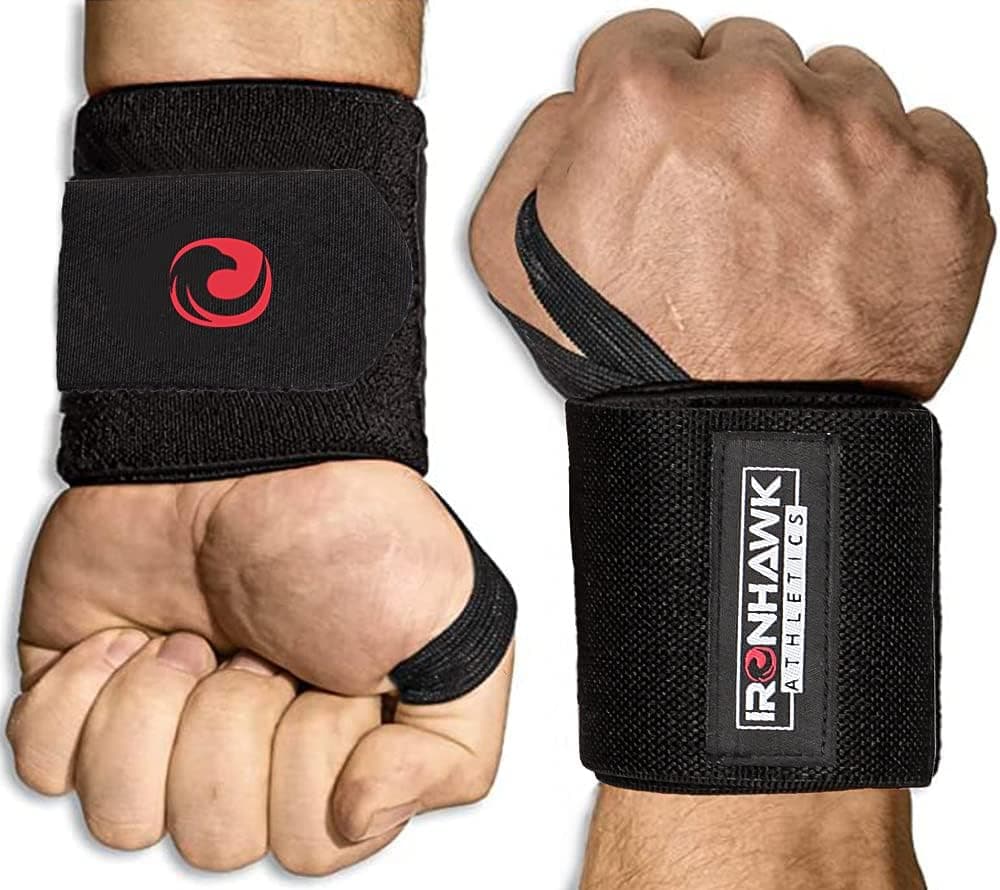 IRONHAWK Wrist Wraps for Weightlifting – 18” Premium Wrist Support Wrap for Gym & Crossfit Training to Avoid Injury & Improve Strength Workout for Weight Lifting Athletes - for Men & Women