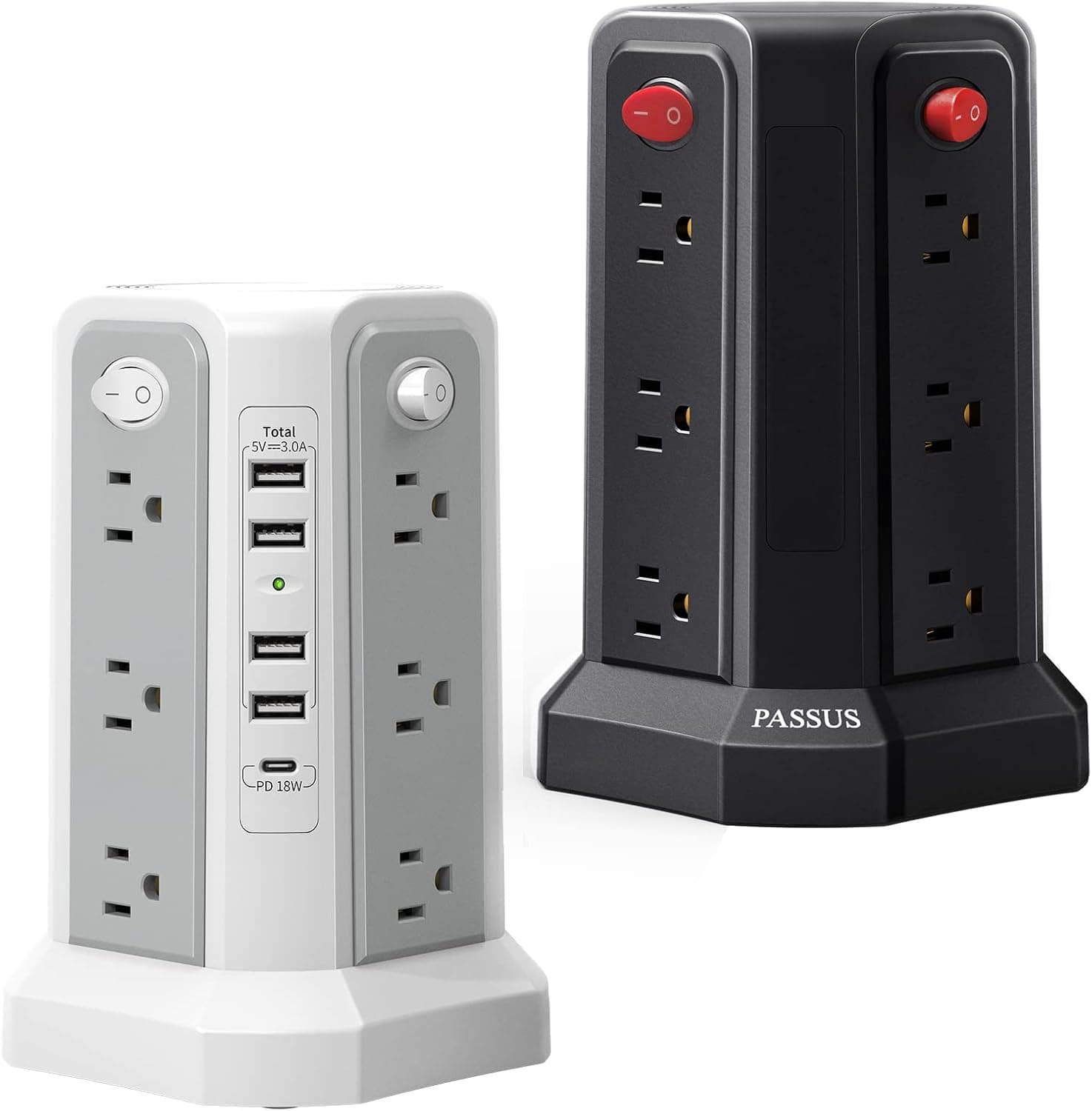 Surge Protector Power Strip with 18W Fast Charging Port, 10FT Extension Cord with 12 AC Outlets and 5 USB Ports, 1800J Protection, Overload Protection for Home Office Dorm Room