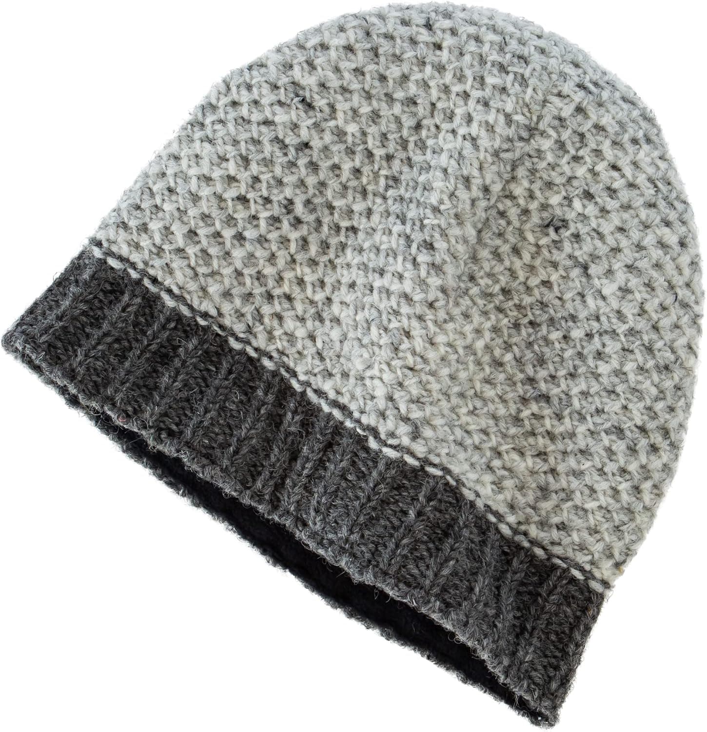 Hand Knit Sherpa Wool Hat with Micro Fleece Lining, Toque, Beanie