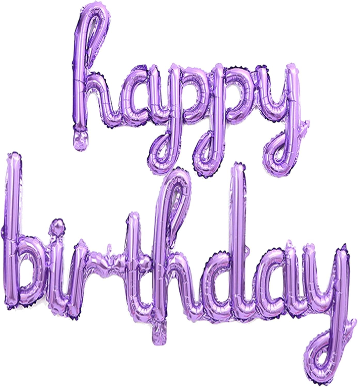 Purple Letter Happy Birthday Balloons Banner- 47 Inch Lowercase Conjoined Shiny Foil Balloons for Girls Birthday Themed Decorations