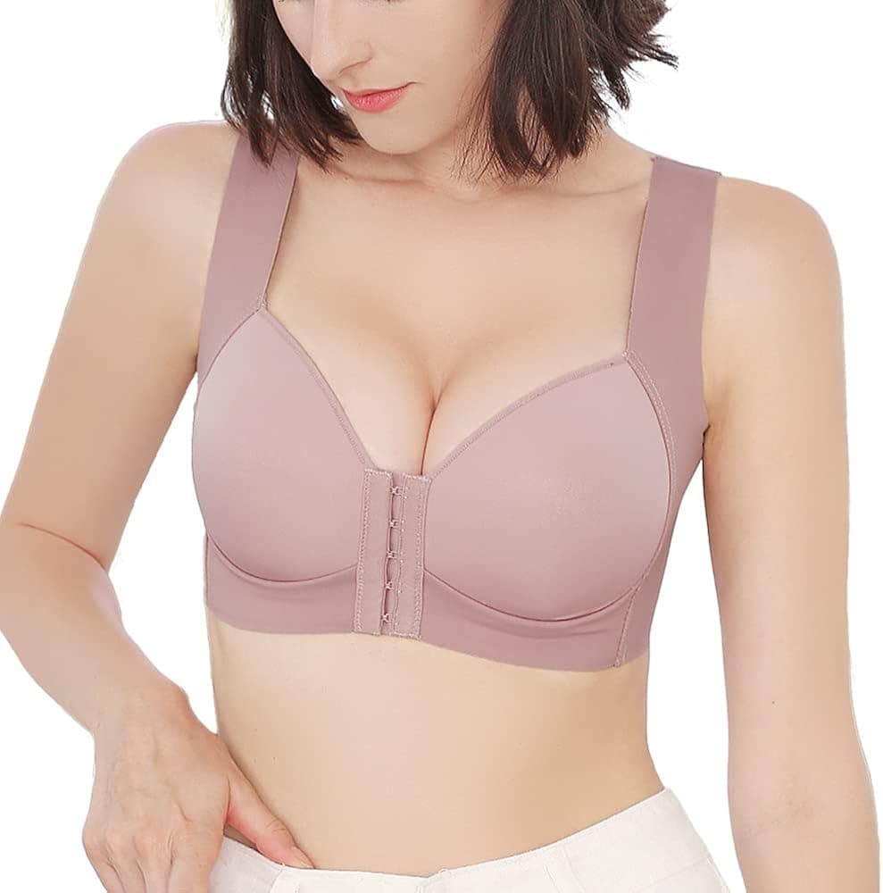 FallSweet Front Close Bra for Women Push Up Wirefree Bra Seamless No Dig Comfort Brassiere