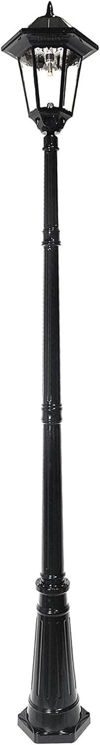 Gama Sonic Outdoor Solar Lamp Post, Windsor Bulb, 96-inch Height with Light Pole, Black Aluminum and Glass (GS-99B-S)