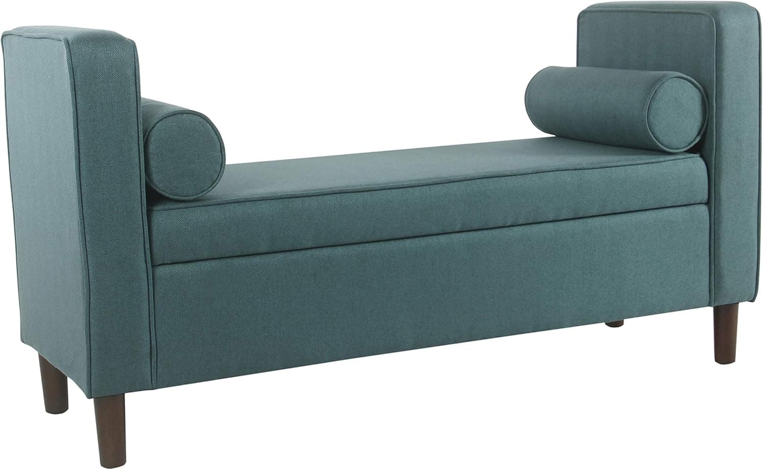 Homepop Home Decor | Upholstered Modern Storage Ottoman Bench with Pillows | Ottoman Bench with Storage for Living Room & Bedroom | Decorative Home Furniture (Teal Linen)