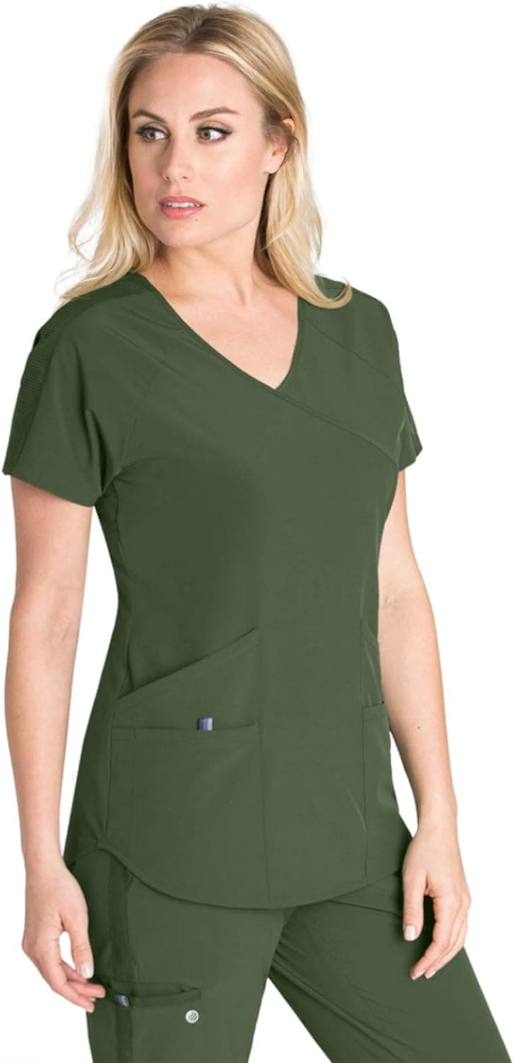 BARCO One Wellness BWT008 Women's Raglan Scrub Top Green Space XL