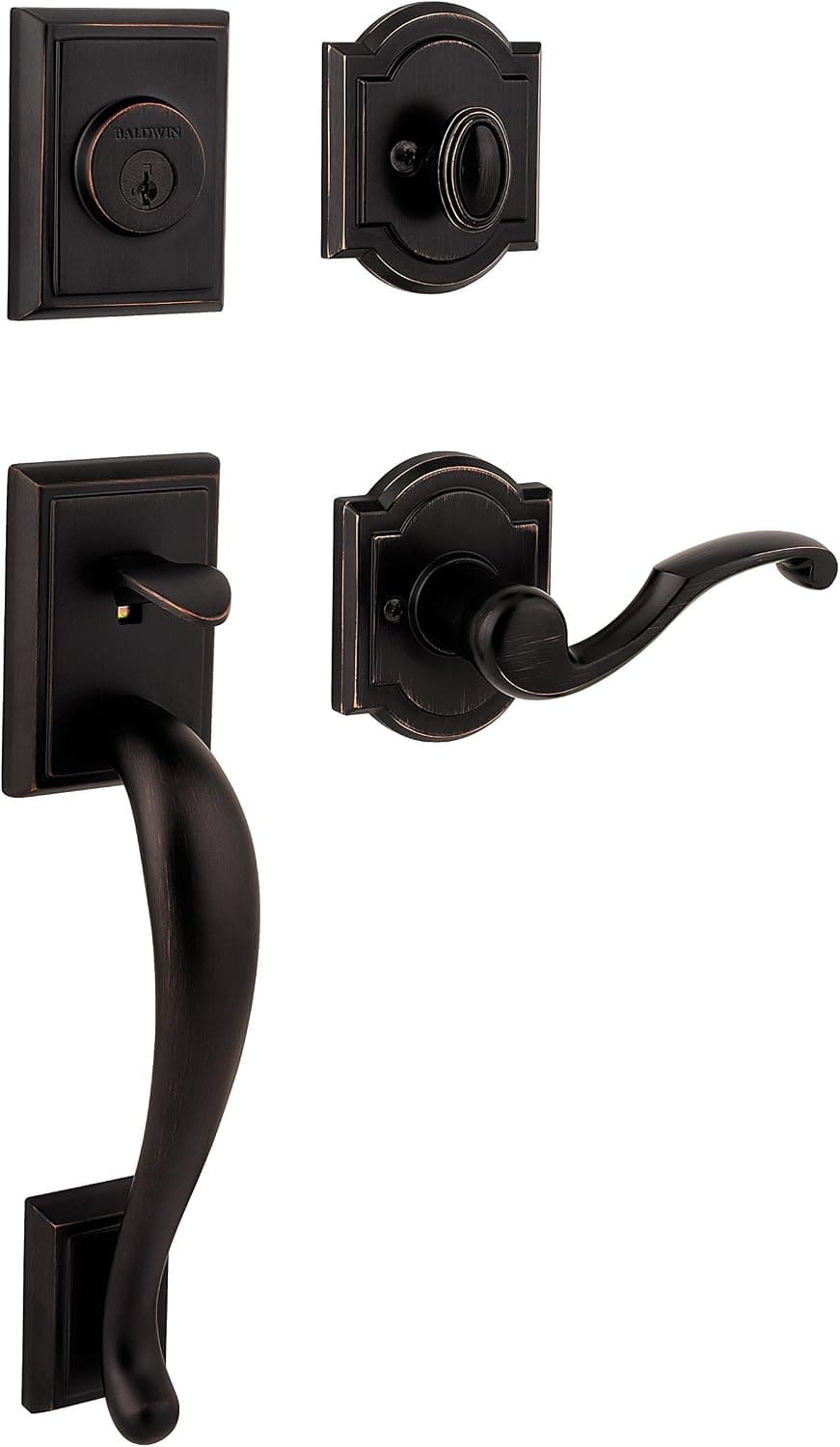 Baldwin Prestige Pistoria Single Cylinder Handleset with Madrina Lever featuring SmartKey® in Venetian Bronze