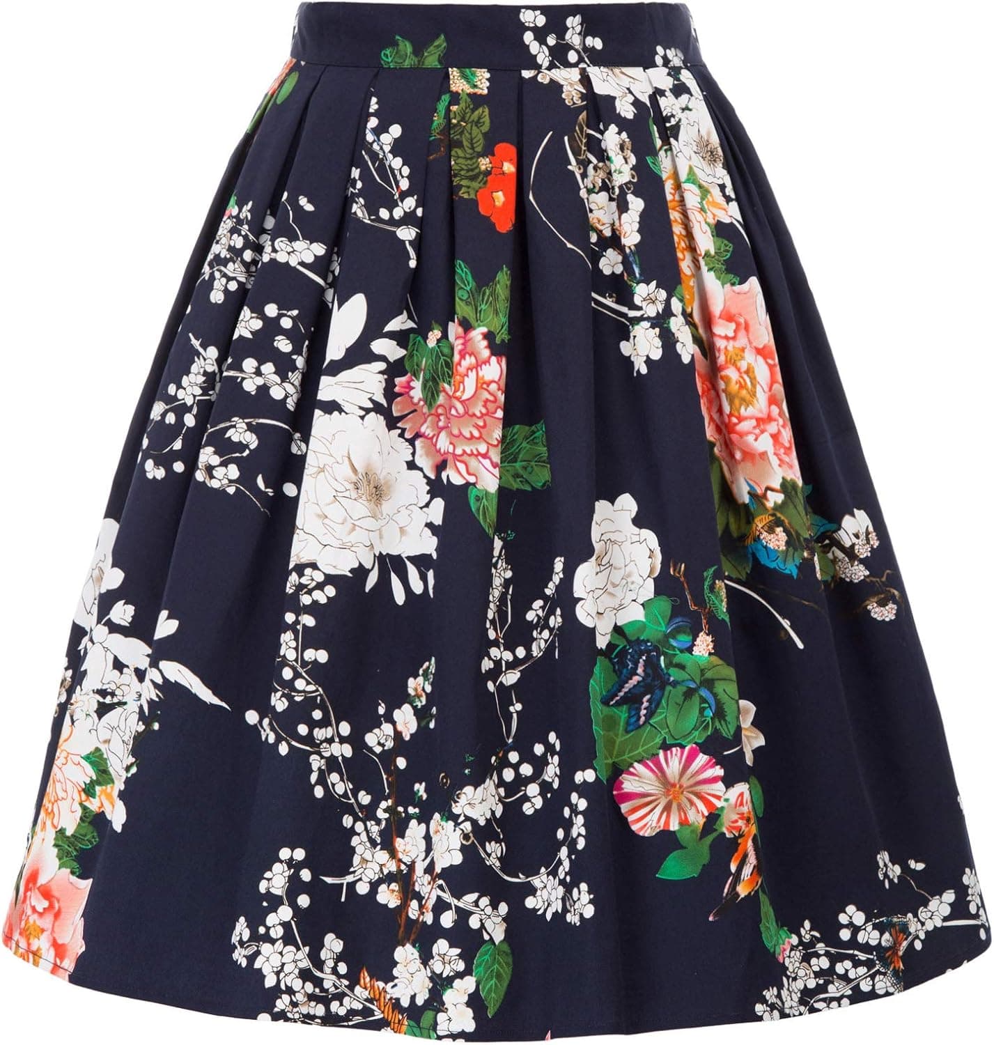 GRACE KARIN Women Vintage Pleated A-line Midi Skirts (Multi-Colored)