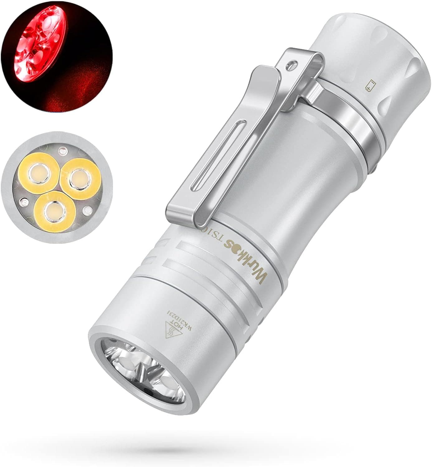 wurkkos TS10 Mini Flashlight Max 1400 Lumen, Pocket Flashlight 90CRI 3CSP LEDs&3 Single Color Aux LEDs, Small Flashlight IPX8 Waterproof, Anduril 2.0 Flashlight （Without Charger）