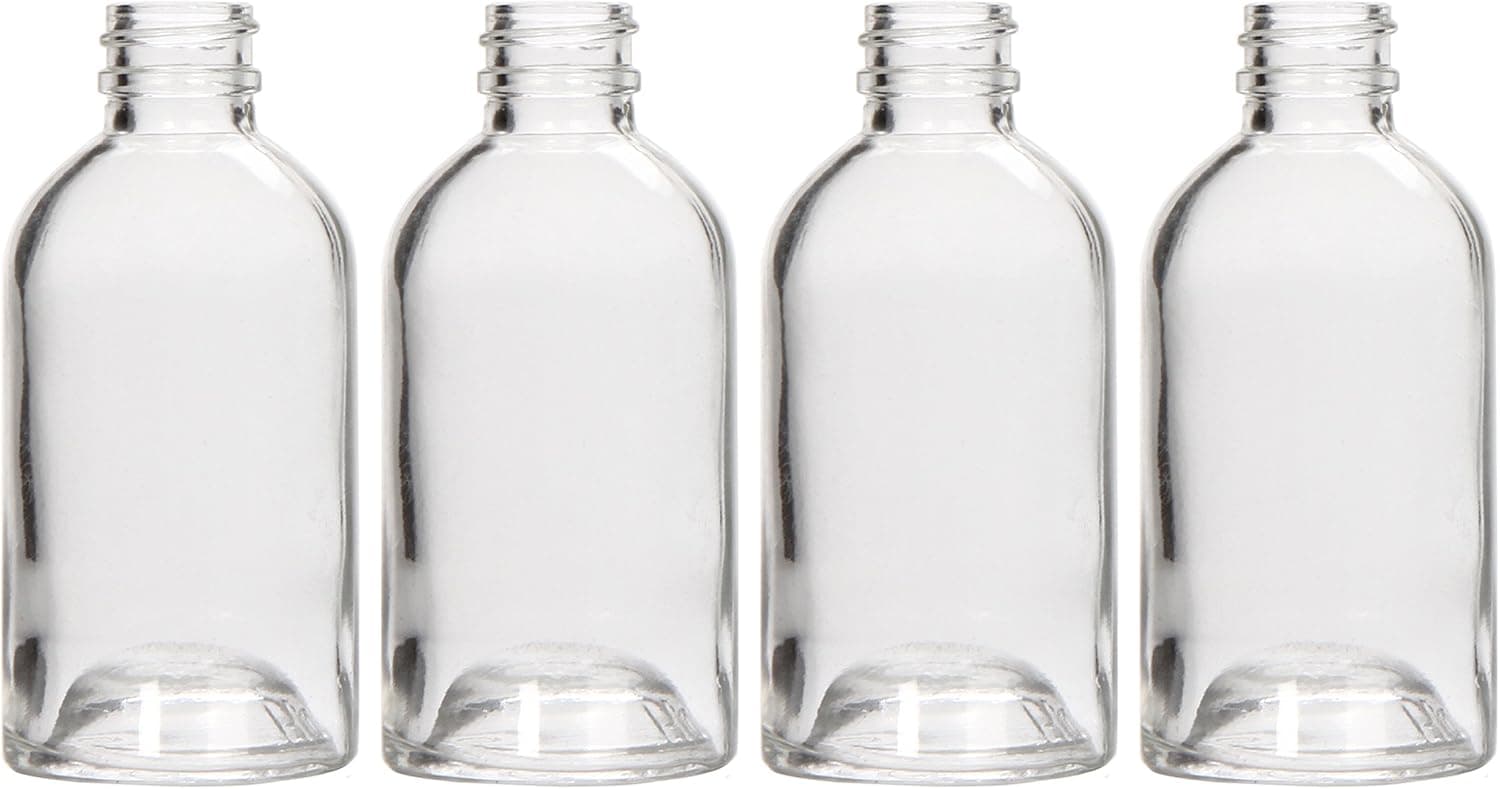 Hosley Set of 4 Diffuser Boston Round Style Glass Diffuser Bottles 85 Milliliter (Bottles Only) Great for Storing Essential Oils Do it Yourself Diffusers Craft Projects Wedding Party O6