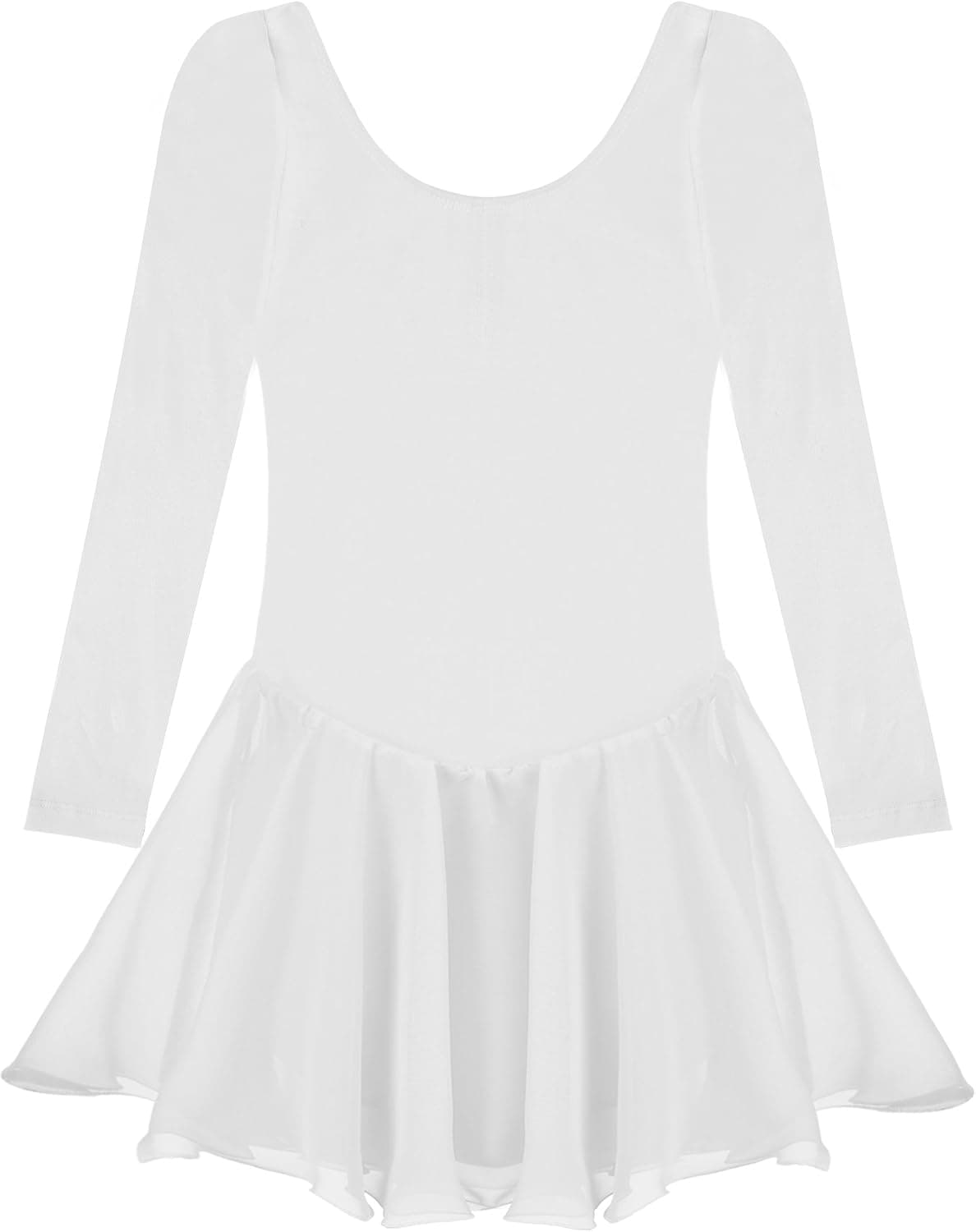 Zaclotre Girls Basic Long Sleeve Leotard Skirted Chiffon Dance Dress