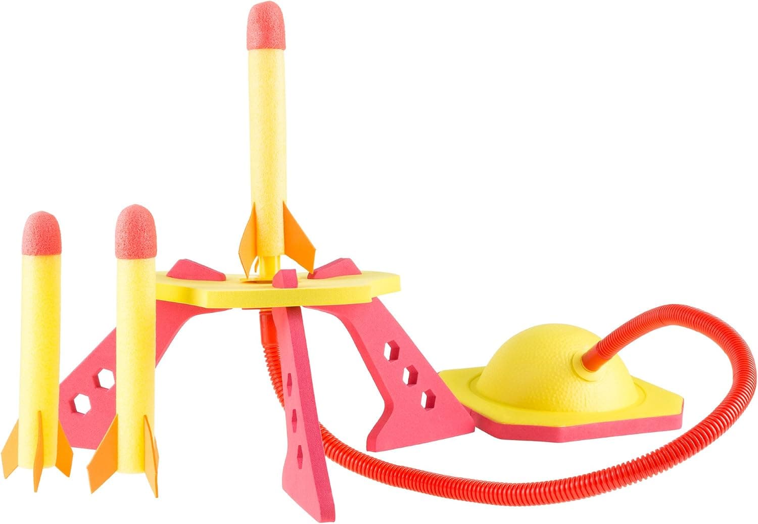 Hey! Play! Toy Rocket Launcher with 3 Foam Rockets- Kid Powered Launch Pad Shoots Safe Soft Rockets Up to 50 Feet by Jumping for Indoor/Outdoor Fun