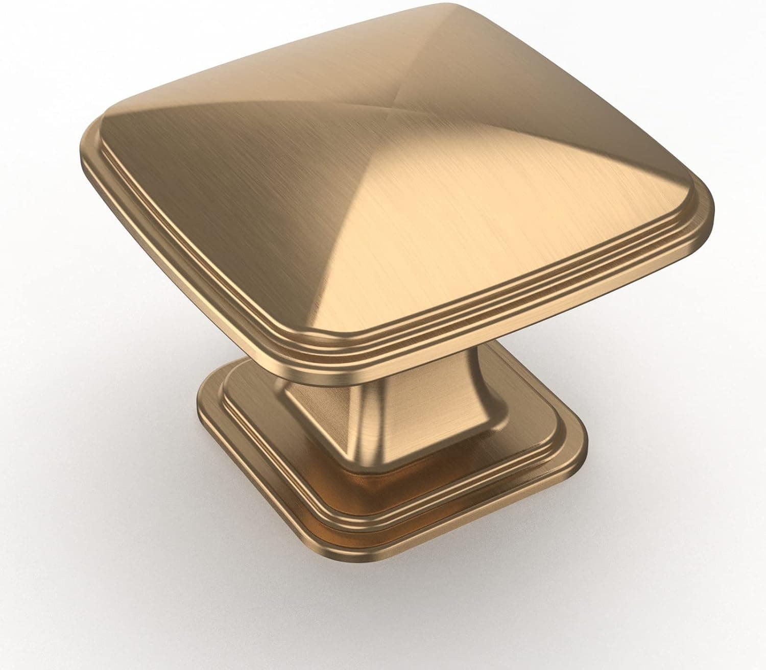 Amerdeco 10 Pack Champagne Gold Cabinet Knobs 1-1/4 Inch Single Hole Cabinet Handles Dresser Knobs Brushed Brass Drawer Knobs and Pulls for Bathroom Cabinets K0003