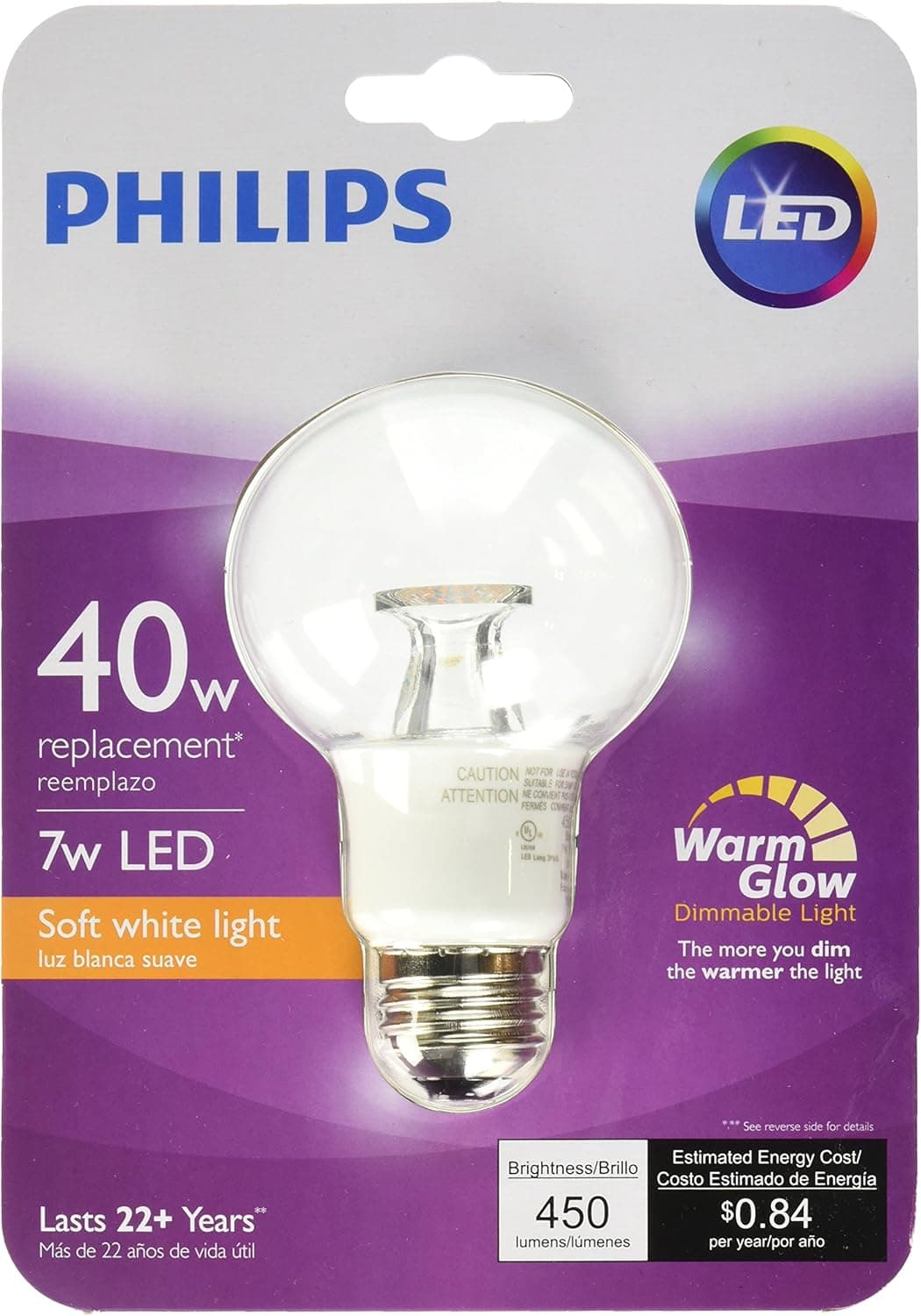 Philips 458794 40W Equivalent Soft White Clear G25 Dimmable LED with Warm Glow Light Effect Light Bulb