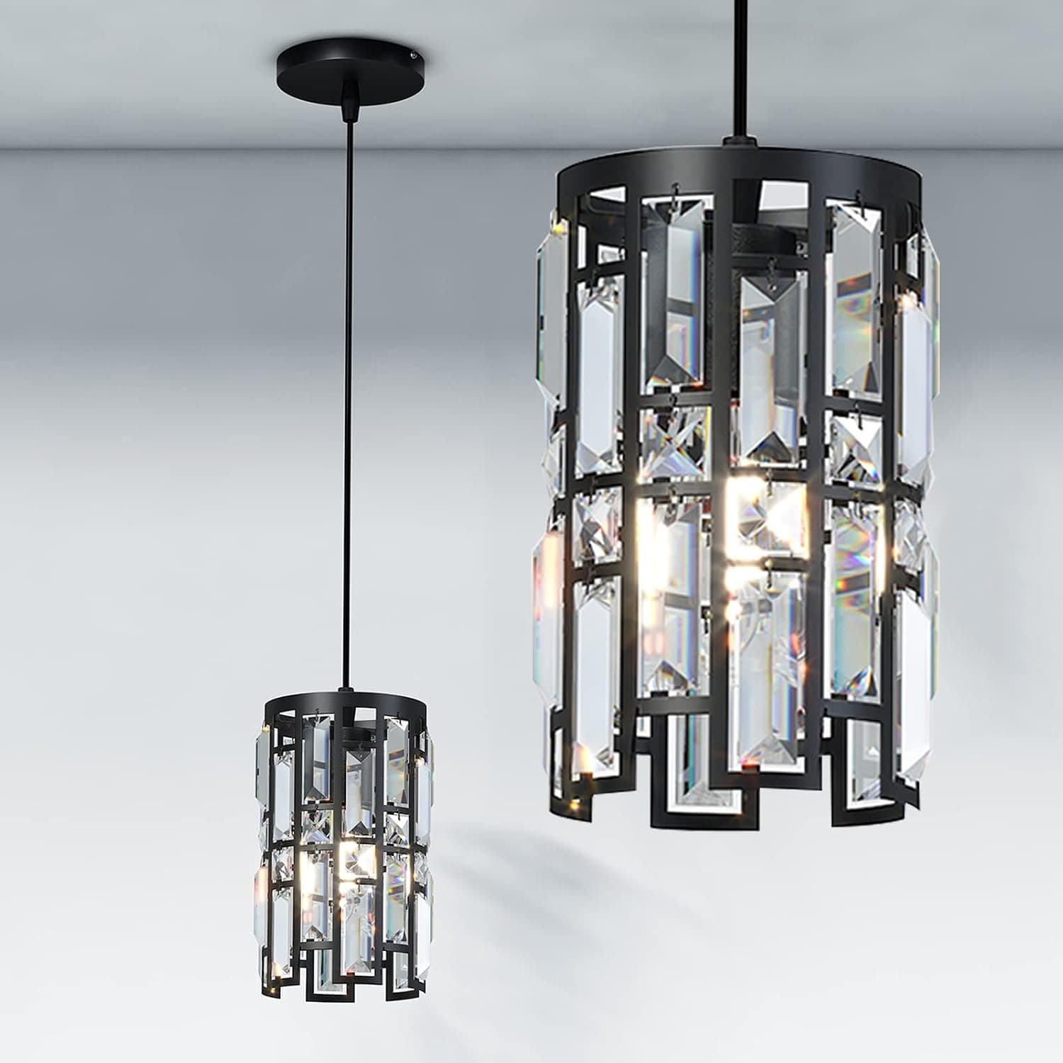 baunoisk Over The Sink Light Fixtures Kitchen Vintage Matte Black Farmhouse Pendent Lights Mini Pendant Lights for Kitchen Island Lighting Crystal Pendant Light for Dining Room Bed Room