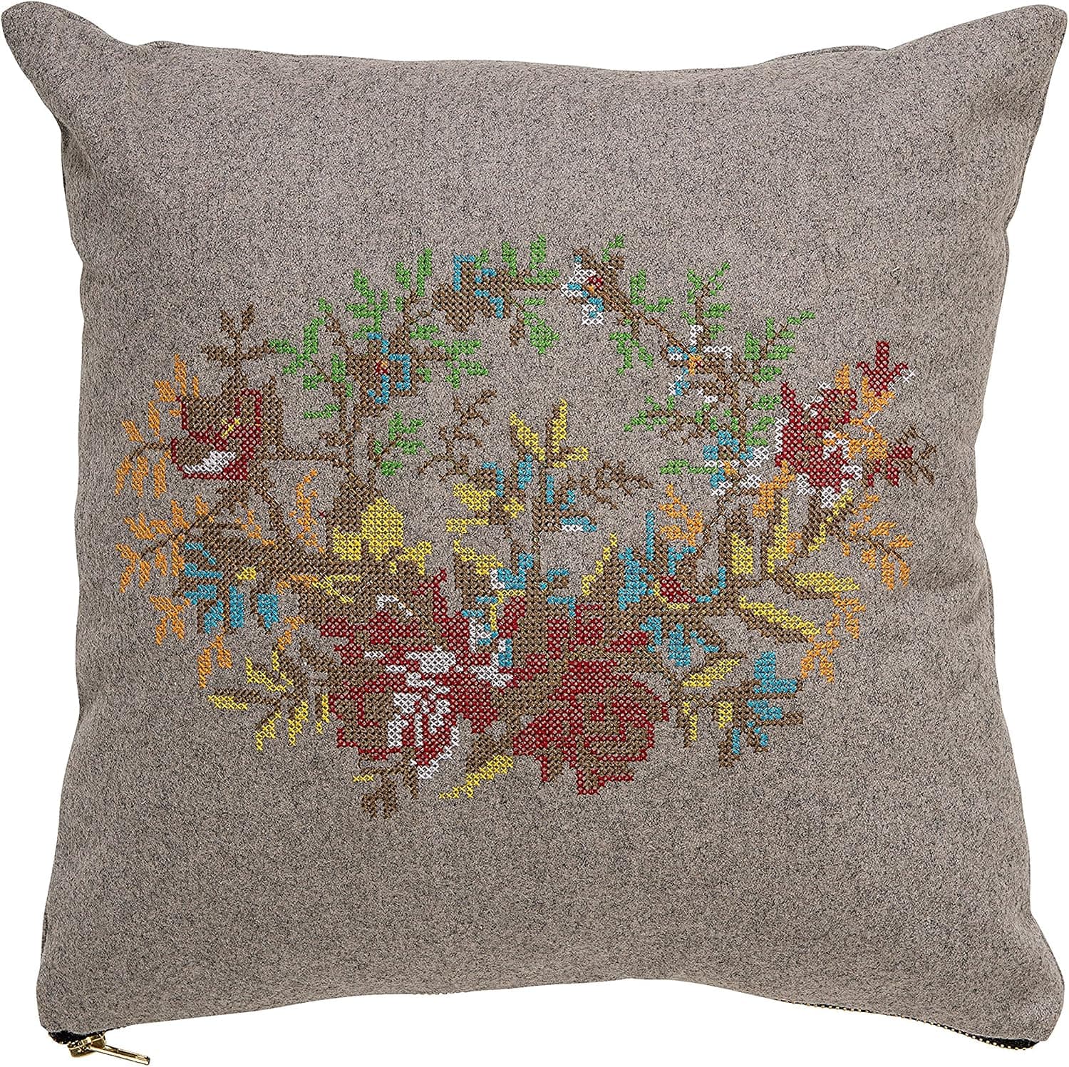 Bloomingville Square Fabric Pillow with Embroidery