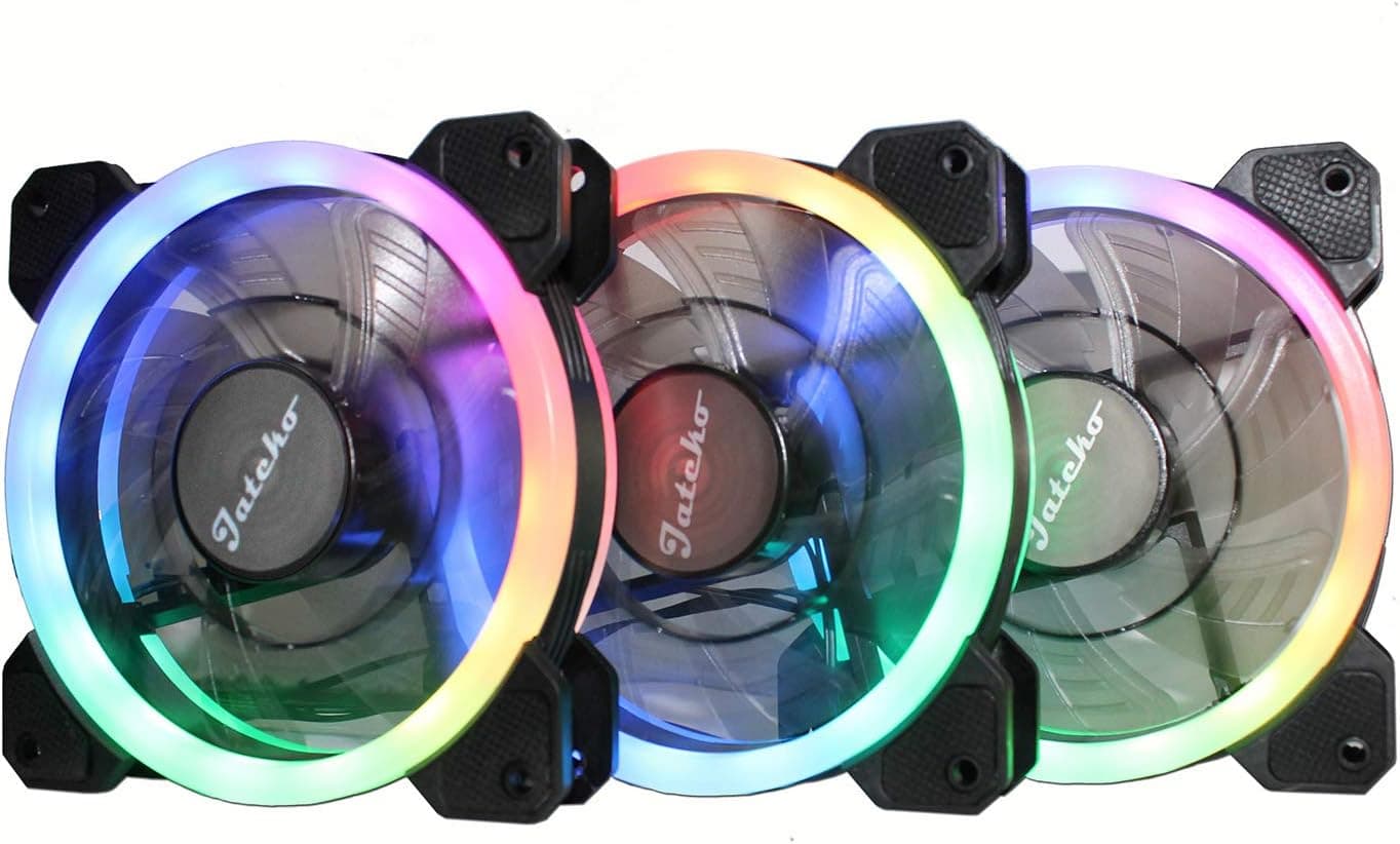 Jateko RGB Case Fans 120mm Dual Light Loop 366LED Modes with Remote Controller PC Cooler 1.0 (Triple Pack)