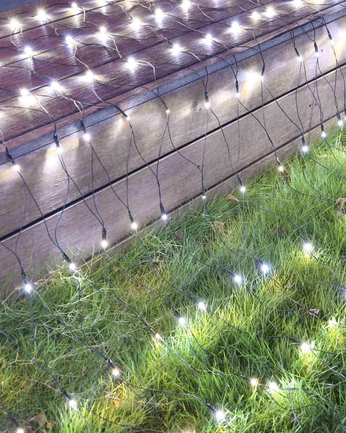 Flacchi White net Lights, 6.5 ft x 5 ft 200 LED 8 Modes Low Voltage Mesh Net Lights Connectable Green Wire String Lights for Christmas Trees, Bushes, Wedding, Garden, Xmas Outdoor Decorations