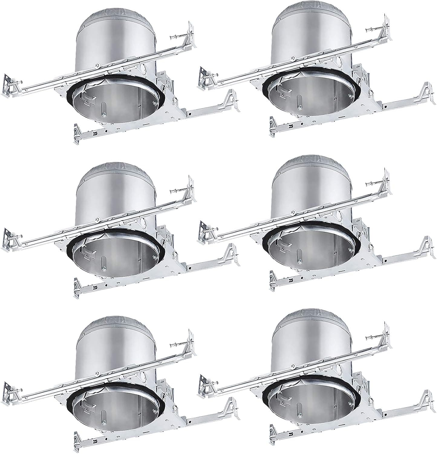 TORCHSTAR 6 Inch New Construction Recessed Housing, Air Tight IC Rated Aluminum Can, E26 Base for Recessed Lighting, Retrofit Kit, UL Listed, Pack of 6