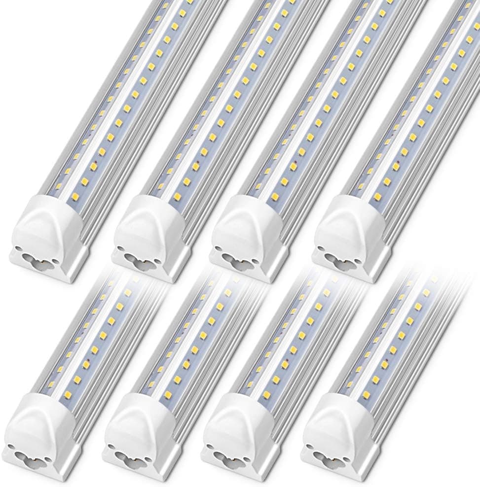 Kihung 3FT LED Shop Light Fixture, V Shape T8 Tube Light, 36W, 4680lm, 6000K, Linkable LED Shop Light Fixture, 3 Foot Tube Light, Corded Electric with Built-in ON/Off Switch (8 Pack)