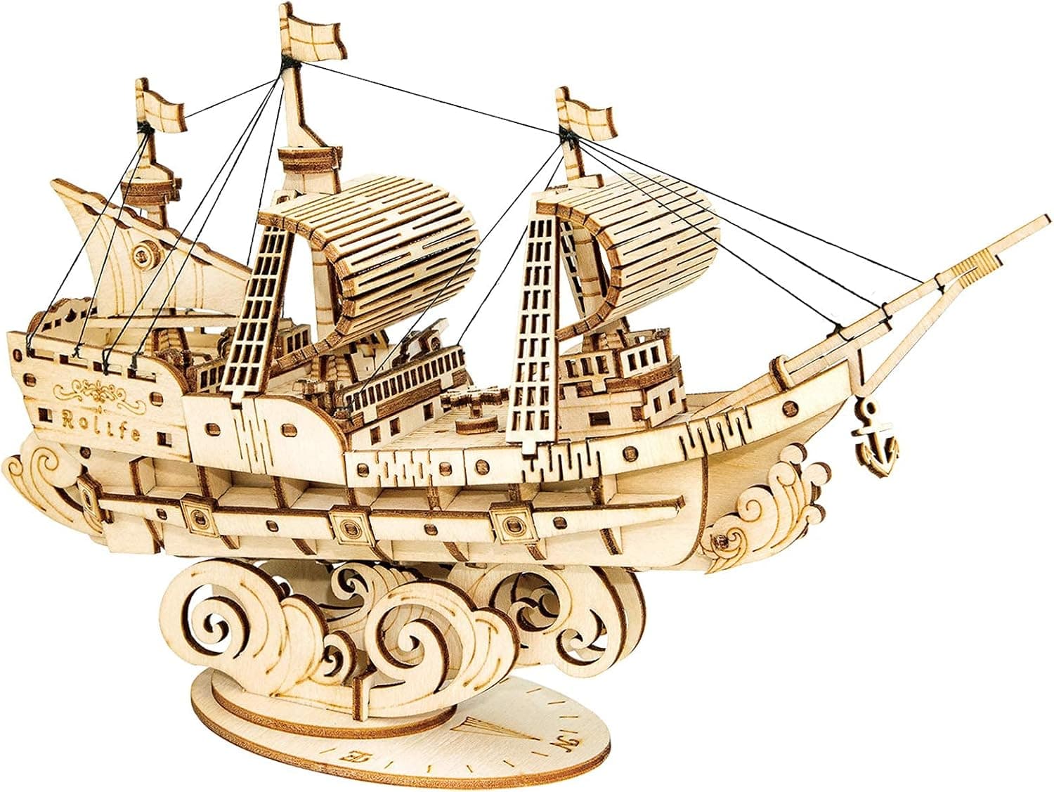 Rolife 3D Wooden Puzzle Wood Ship Model Gift for Kids Adults(Sailing Ship)