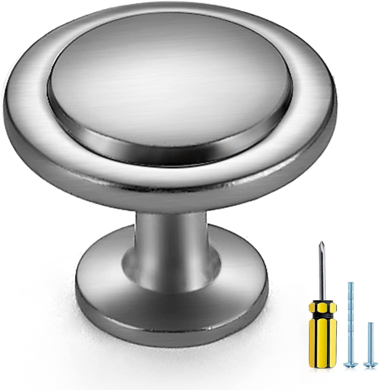 Ravinte 15 Pack Brushed Nickel Cabinet Knobs 1-1/4 Inch Silver Round Knobs for Kitchen Cabinets Silver Kitchen Knobs for Drawer Dresser Knobs