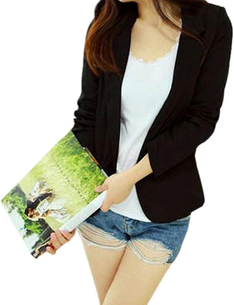 ROPALIA Korea Womens Long Sleeve Blazer Suit Basic Lapel Coat Candy Color
