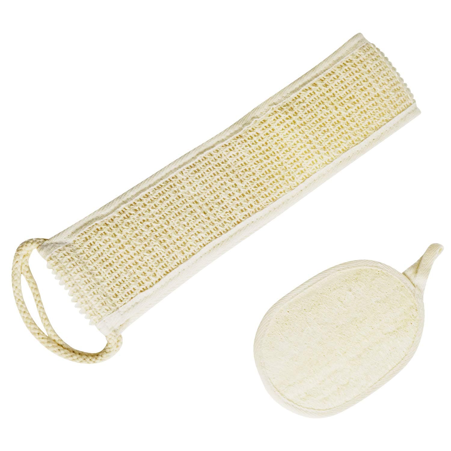 Back Scrubber Natural Loofah Sponge Exfoliating with Long Handled Sisal Linen Deep Cleaning Body Scrubber Bath Shower Home Spa For Men and Women To Exfoliate Rejuvenate & Relax Your Body