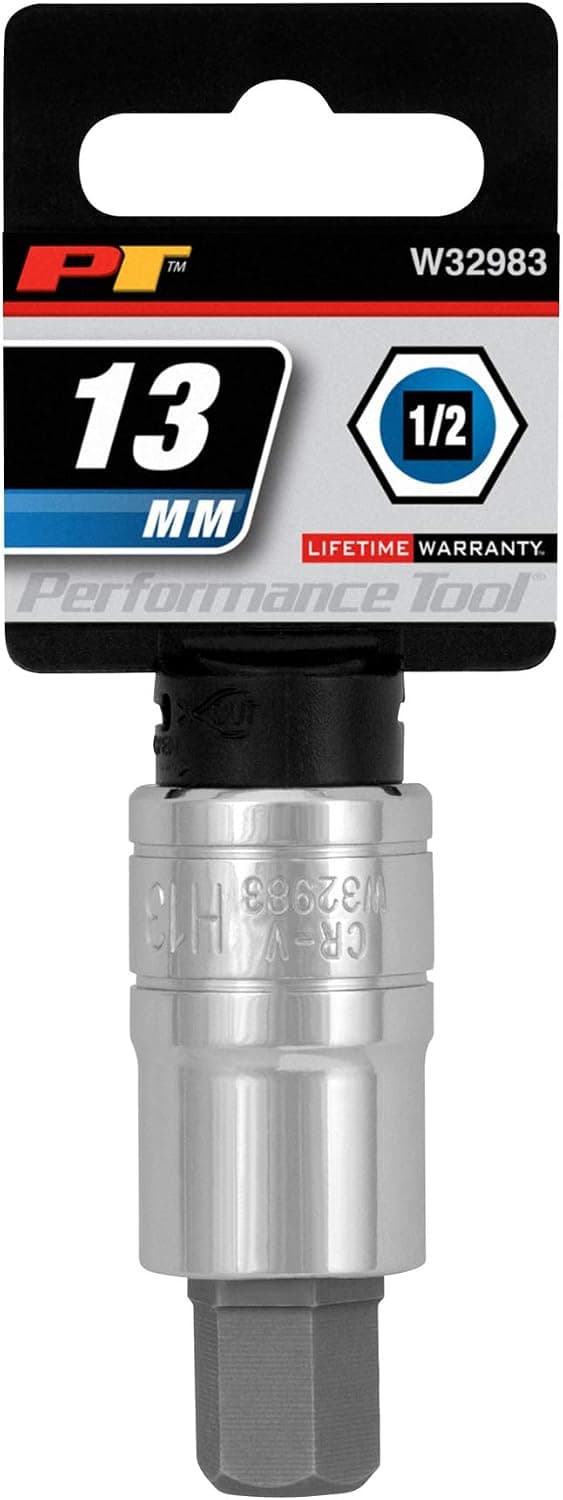Performance Tool W32983 Chrome Vanadium Steel Socket Set with Recessed Bit End and Lifetime Warranty for Strong and Resistant Fastening