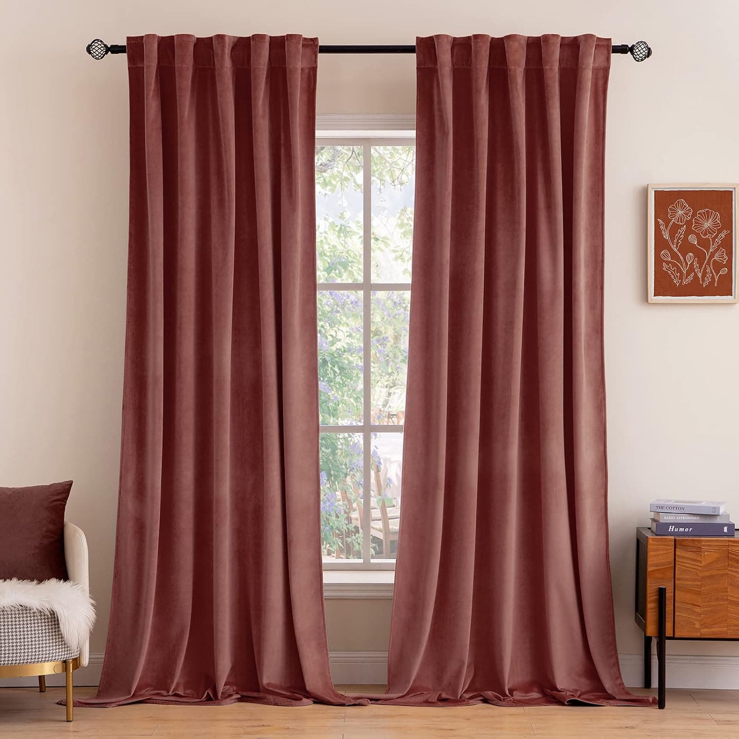 MIULEE Velvet Curtains 84 inches - Luxury Blackout Curtains for Bedroom Living Room Thermal Insulated Super Soft Window Drapes Rod Pocket & Back Tab, Dusty Rose Pink, W52 x L84 inches, 2 Panels