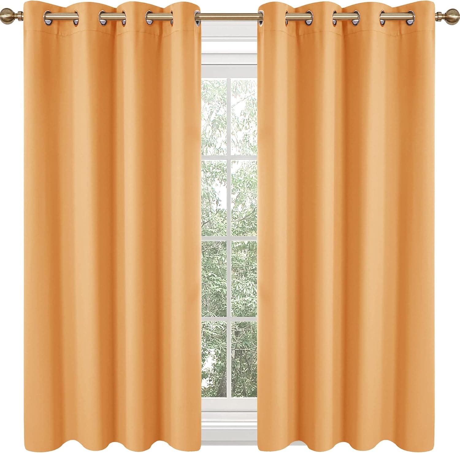 Deconovo Orange Kitchen Curtains, Room Darkening Blackout Drapes, Grommet Soundproof Window Treatments (Orange, 52x45 Inch, Set of 2)