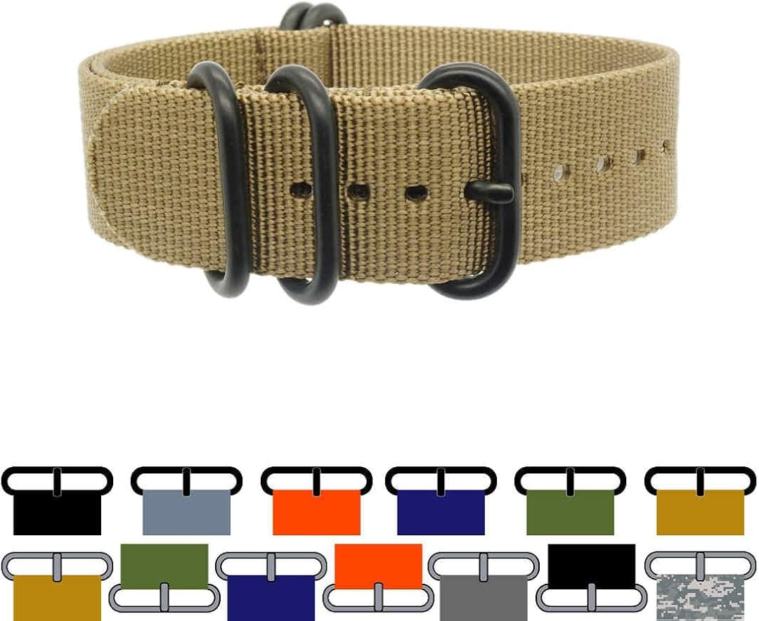 PerFit ZULU4™ Ballistic Nylon ZULU Watch Strap + Spring Bars, Field Ready + Fashion Forward, Heavy Duty + Washable
