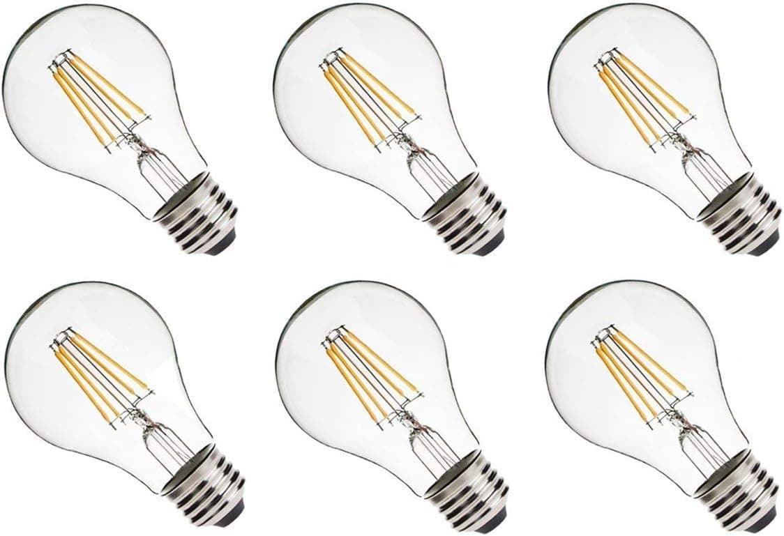 BESLAM 4.5w Vintage Edison LED Light Bulbs Dimmable A19 Type, 2700K Warm White Glow, E26 Medium Screw Base 40W Equivalent Filament Bulbs, A19 Clear Glass Shell Edison Bulbs, 470 Lumens, 6 Pack