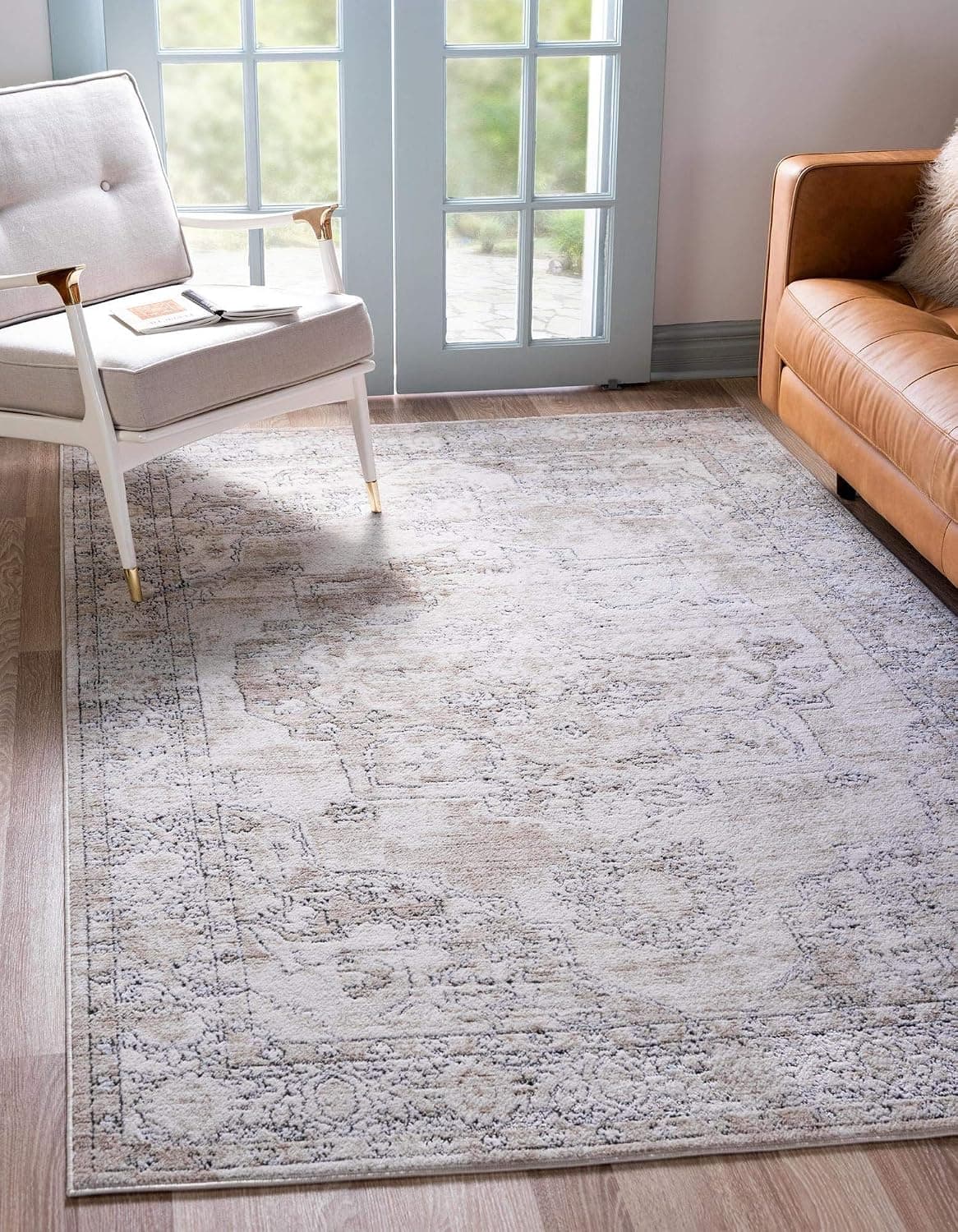 Rugs.com Oregon Collection Rug – 8' x 10' Ivory Low-Pile Rug Perfect for Living Rooms, Large Dining Rooms, Open Floorplans