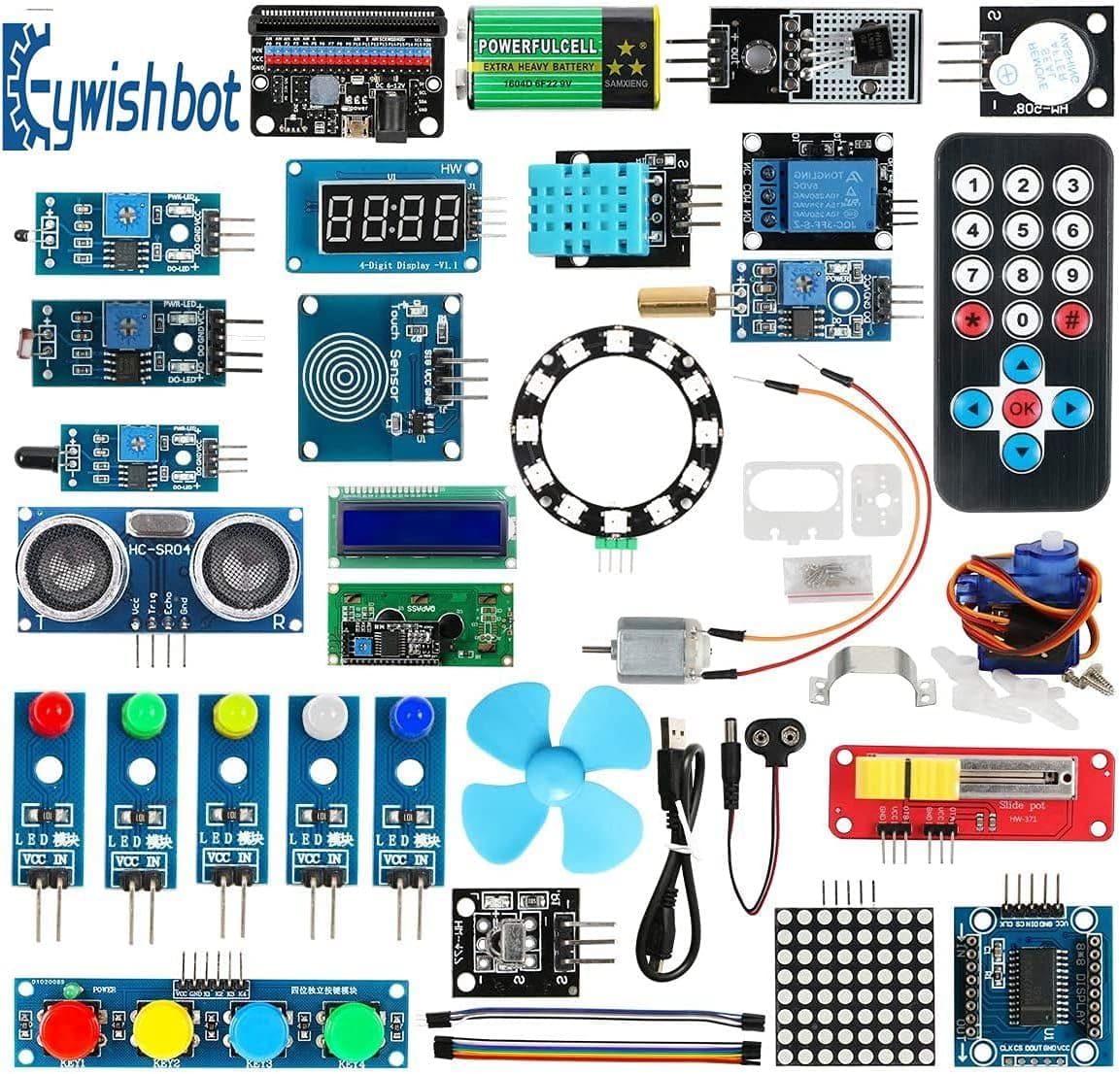 Keywishbot Compatible with Micro:bit Starter Kit,Work with V1 & V2, Electronic Ultimate Starter Kit for Kids with 33 Lesson Tutorial, MakeCode, Python Programming(Not Contained Microbit Board)