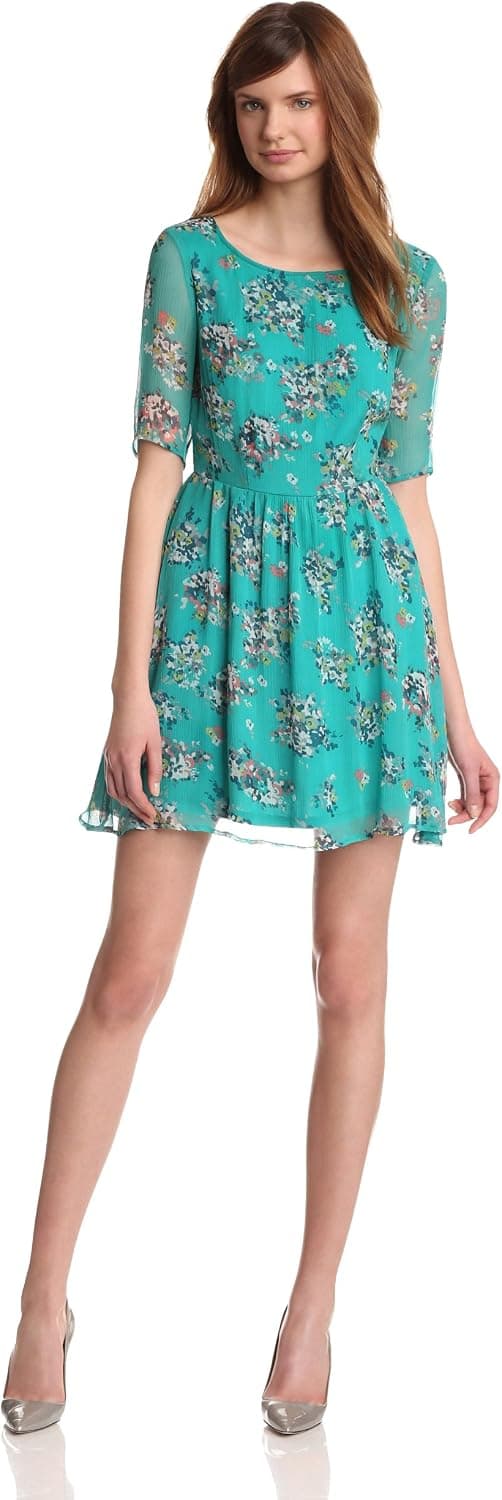 Ella Moss Women's Citrus Floral Three Quarter-Sleeve Skater Dress