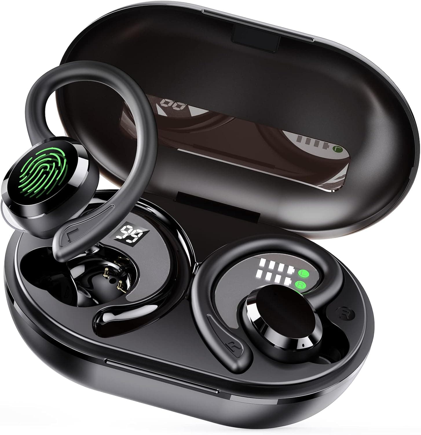 Wireless Earbuds Bluetooth Headphones, Bluetooth 5.3 Earbuds Sport Immersive HiFi Stereo Over Ear Buds, 48Hrs Earphones in Ear with Earhooks, HD Mic, IP7 Waterproof Headset for Workout Running [2023]