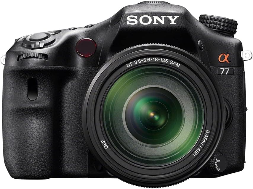 Sony Alpha A77 SLT-A77VM A77VM SLTA77 SLTA77VM 24.3 MP Translucent Mirror Digital SLR With 18-135mm lens ULTIMATE BUNDLE with High Speed 32GB Card, 3 pc Deluxe Filter Kit, High Capacity Spare Battery, Padded Case+ More!