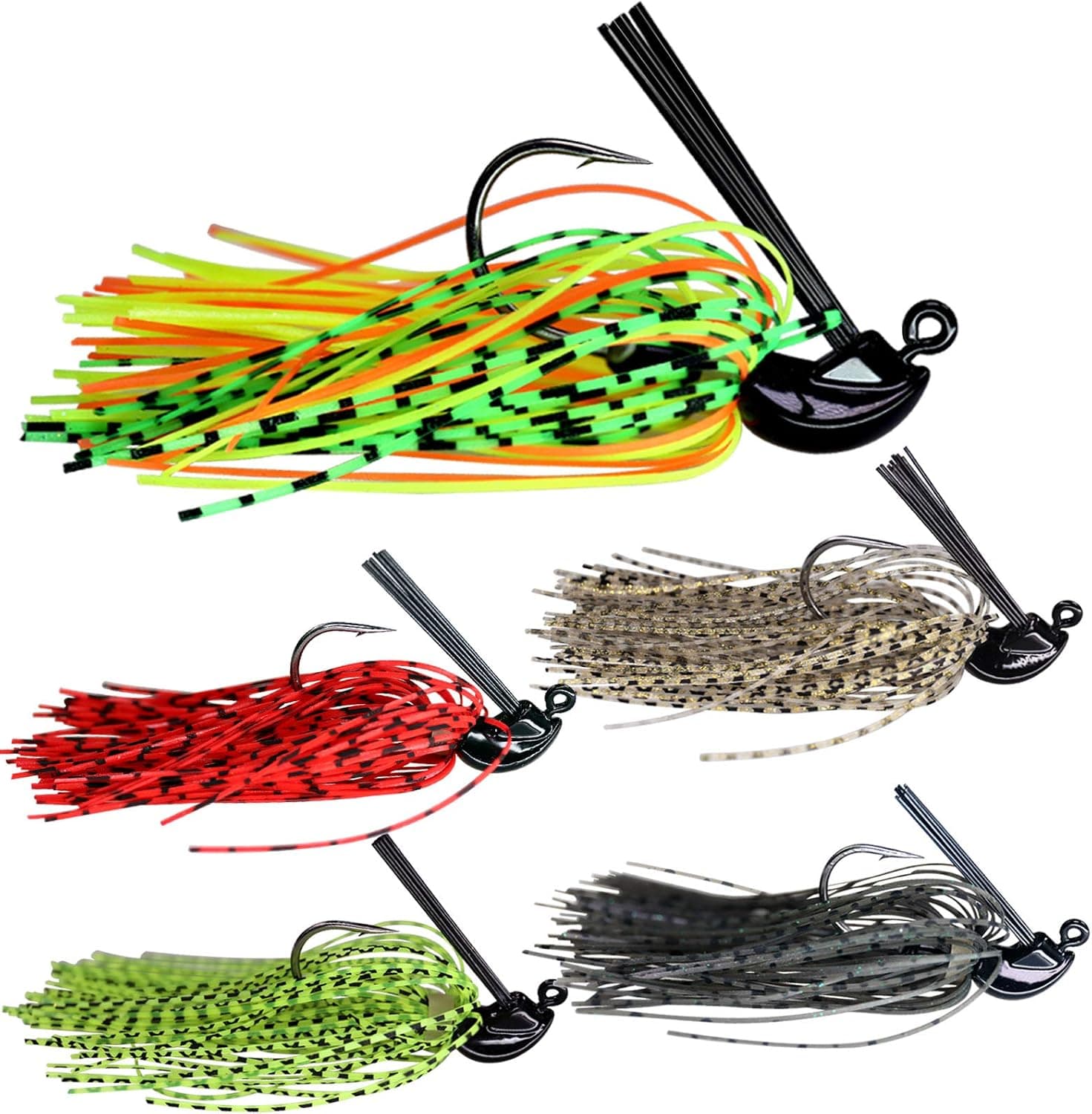 THKFISH Fishing Lures Bass Jigs Fishing Jigs Swim Jigs for Bass Fishing Weedless Jigs Heads Ned-Jigs Mix Color Metal Fishing Jigs Kit 1/5oz 1/4oz 3/8oz 1/2oz 5pcs