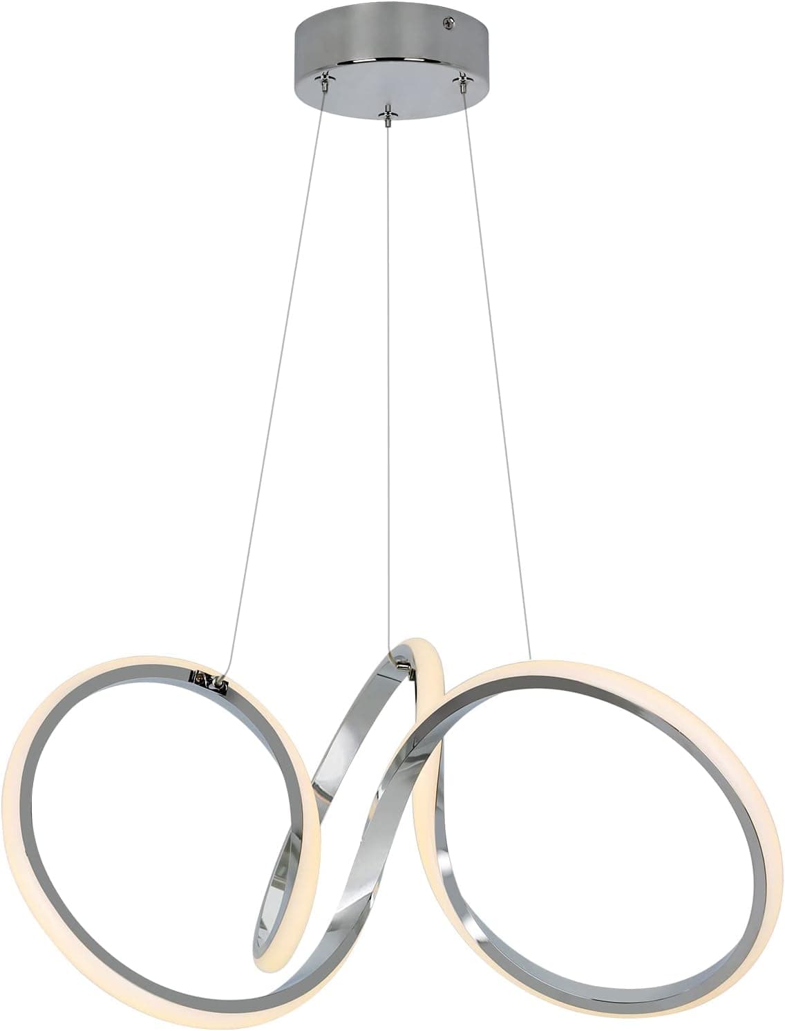 20inch Integrated LED Pendant Light, 30W [110W Equiv.] 2200lm, Dimmable, LED Modern Chandelier with Chrome Finish, Modern Pendant Lighting for Living Room Dining Room, 4000K