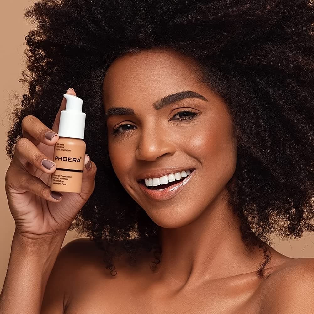 BestLand 2Pack PHOERA Foundation Full Coverage Liquid Foundation Cream - Long-lasting Lightweight Concealer - Oil-Free Formula - Natural Shade - Suitable for All Skin Types (2 Pack Warm peach #103)
