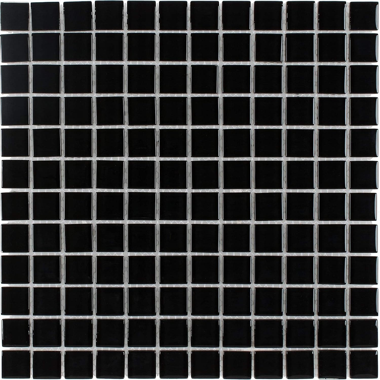 Classic Stacked Squares Black Glossy Glass Mosaic Tile Kitchen Backsplash Bathroom MTO0294